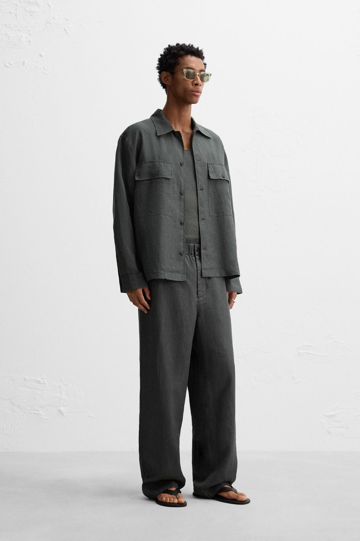 자라 오가닉 텍스처 릴랙스핏 헴프 오버셔츠 5344/411 ANTHRACITE GREY - 상세 이미지 2
