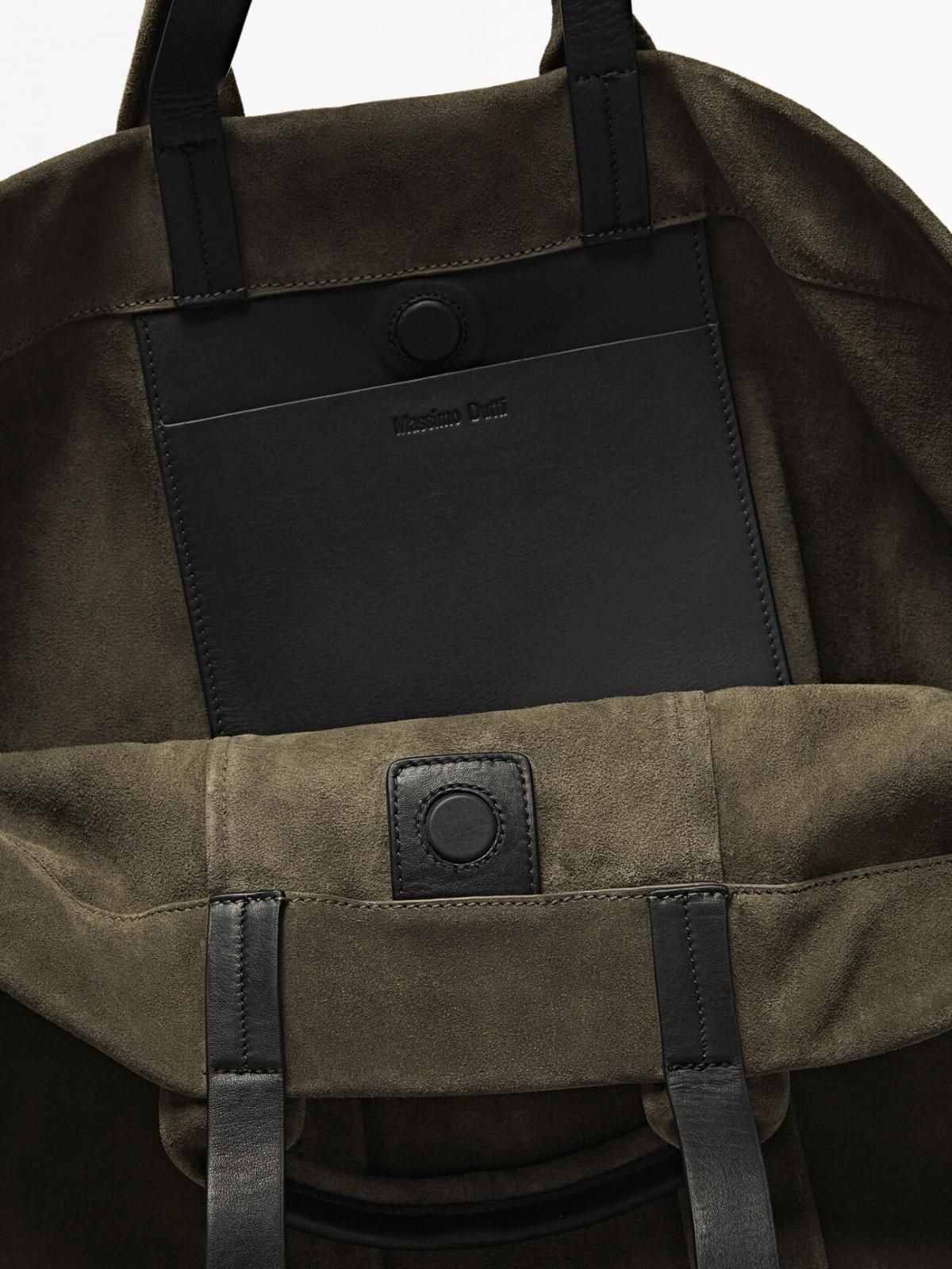 마시모두띠 프리미엄 스웨이드 레더 토트백 SPLIT SUEDE LEATHER SHOPPER BAG 2352/315 KHAKI 이미지 6