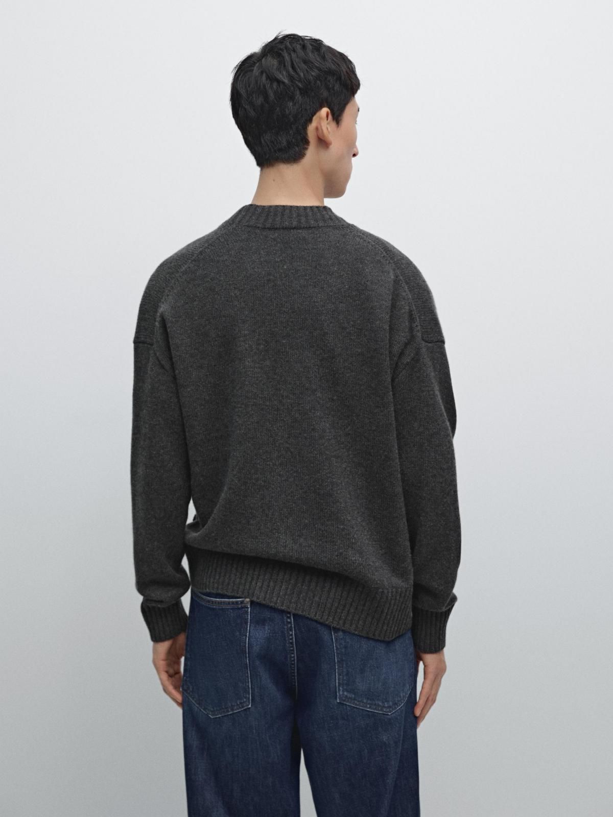 마시모두띠 프리미엄 울블렌드 브이넥 니트 가디건 0973/700 CHARCOAL - 상세 이미지 4