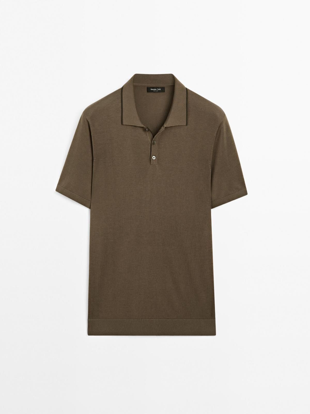 마시모두띠 브라운 코튼블렌드 칼라디테일 반팔 니트 폴로셔츠 0963/217 BEIGE - 상품 이미지
