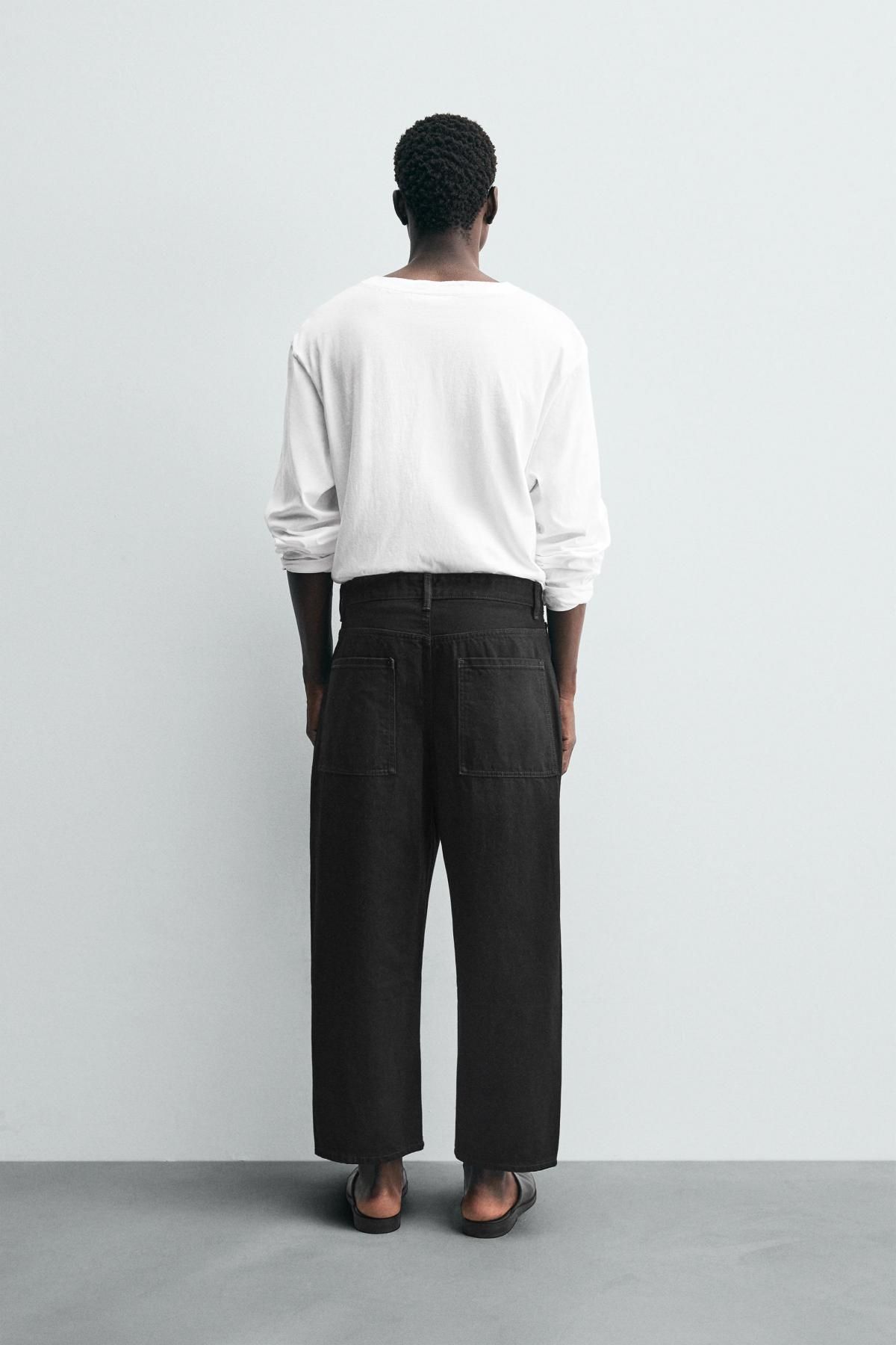 자라 테이퍼드 와이드핏 블랙 데님 진 9942/360 BLACK - 상세 이미지 4