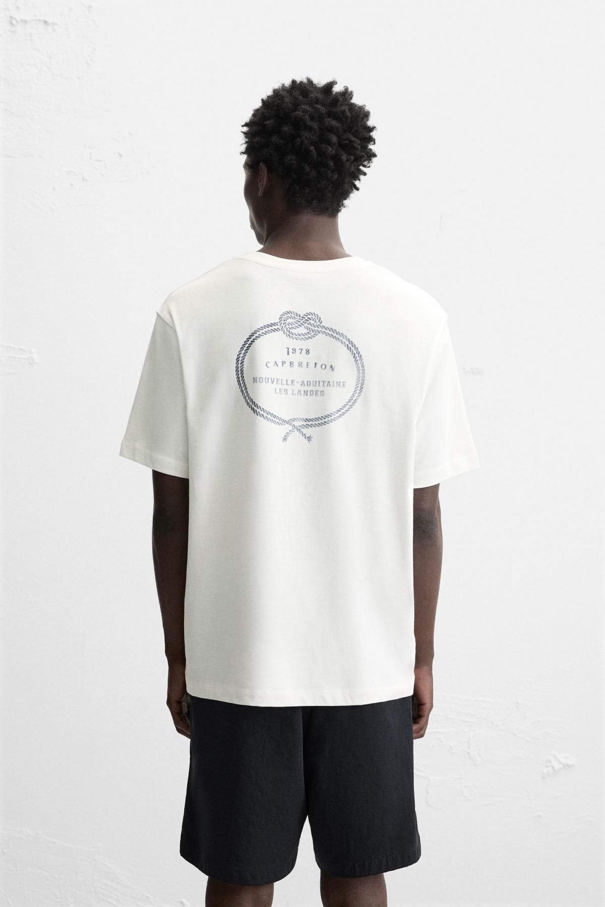 자라 프린트 자수 레귤러핏 반팔 티셔츠 0962/306 OYSTER-WHITE - 상세 이미지 4