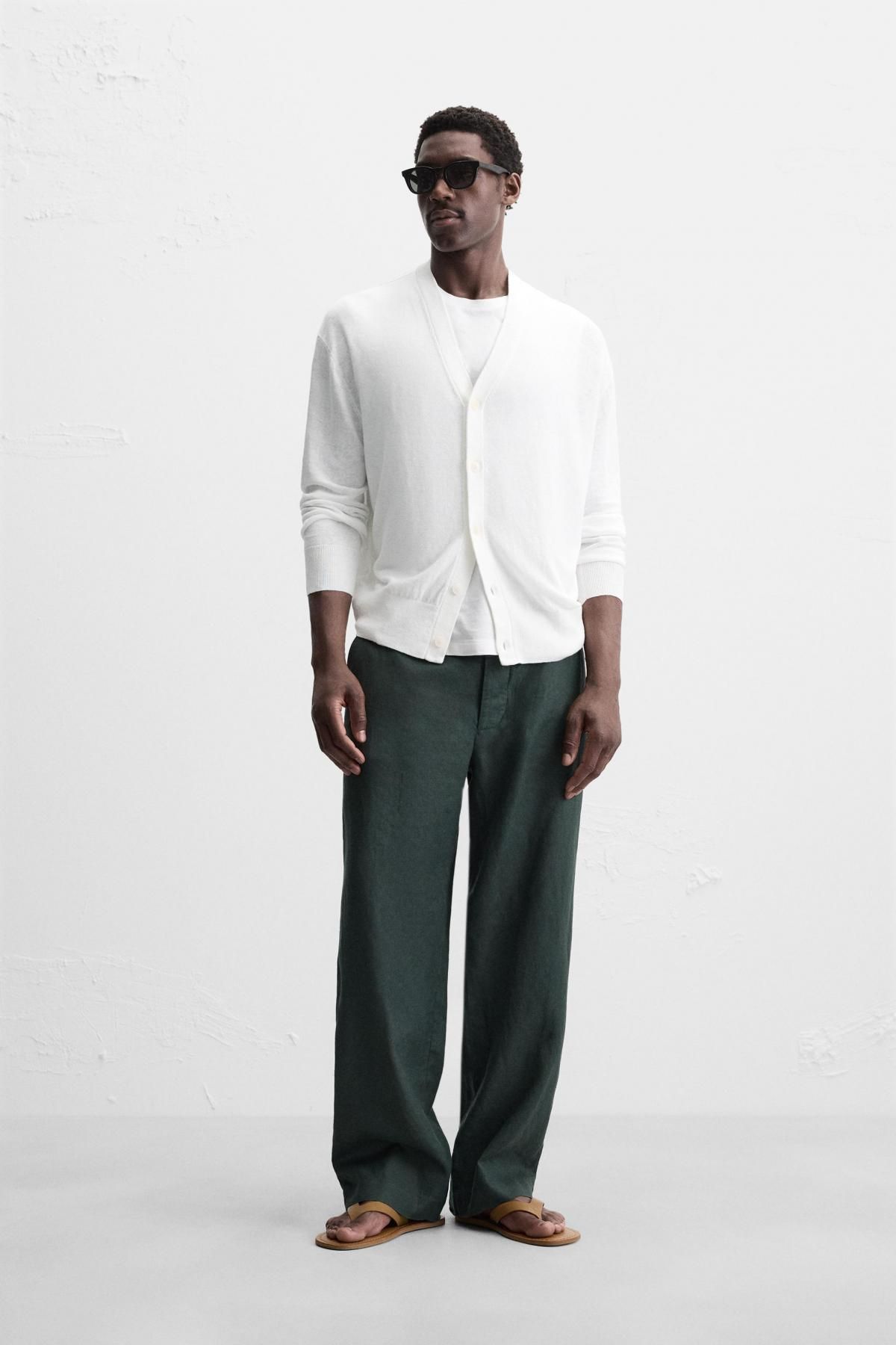 자라 친환경 헴프 브이넥 화이트 카디건 2142/418 WHITE - 상세 이미지 2