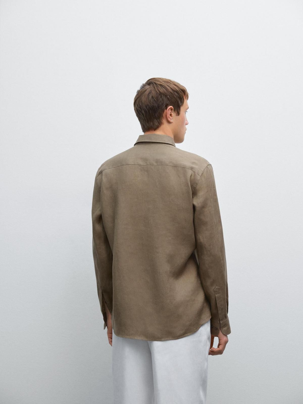 마시모두띠 프리미엄 린넨 슬림핏 긴팔 셔츠 0179/777 KHAKI - 상세 이미지 3