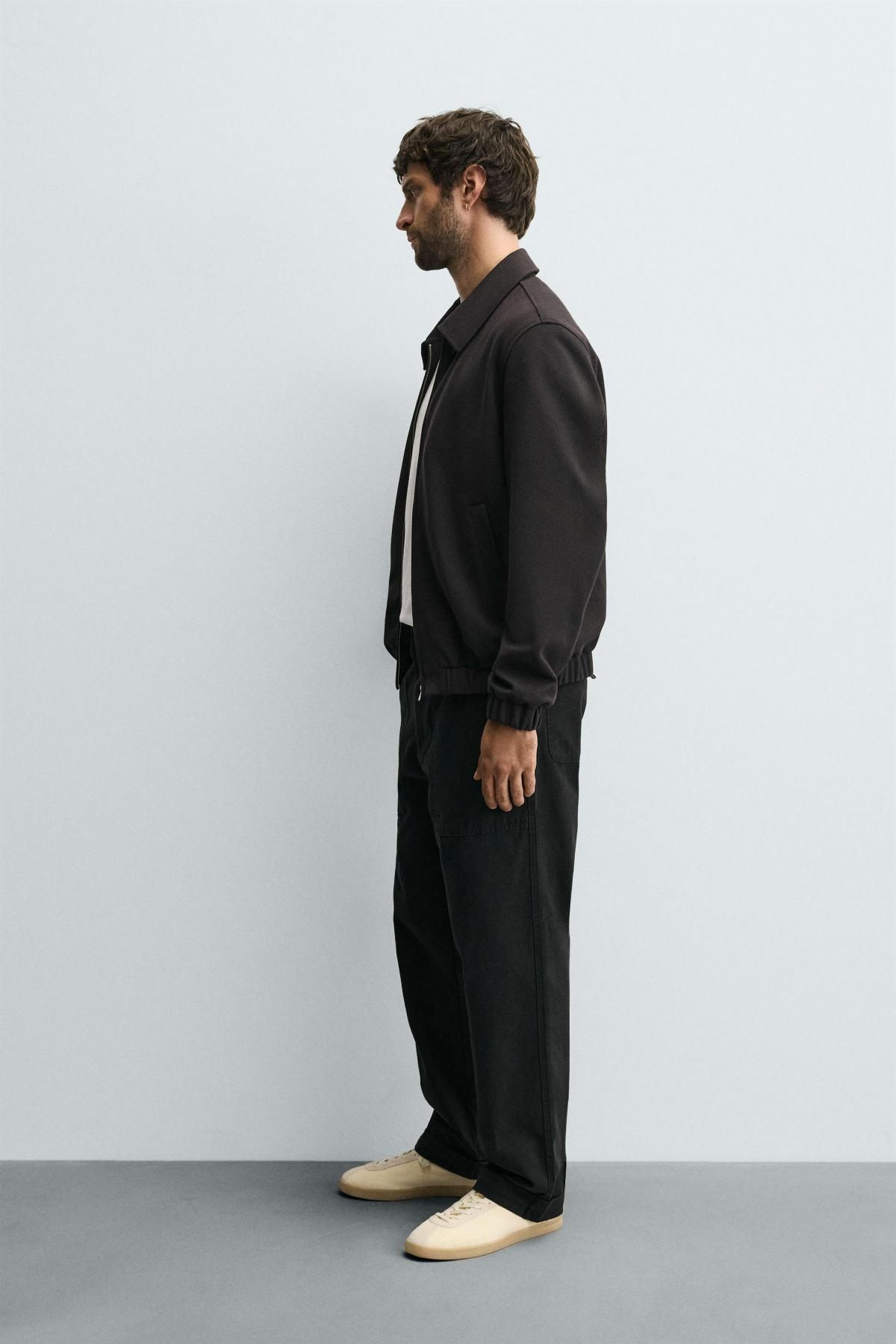 자라 테크니컬 소프트 텍스처 블루종 재킷 3918/720 BLACK - 상세 이미지 5