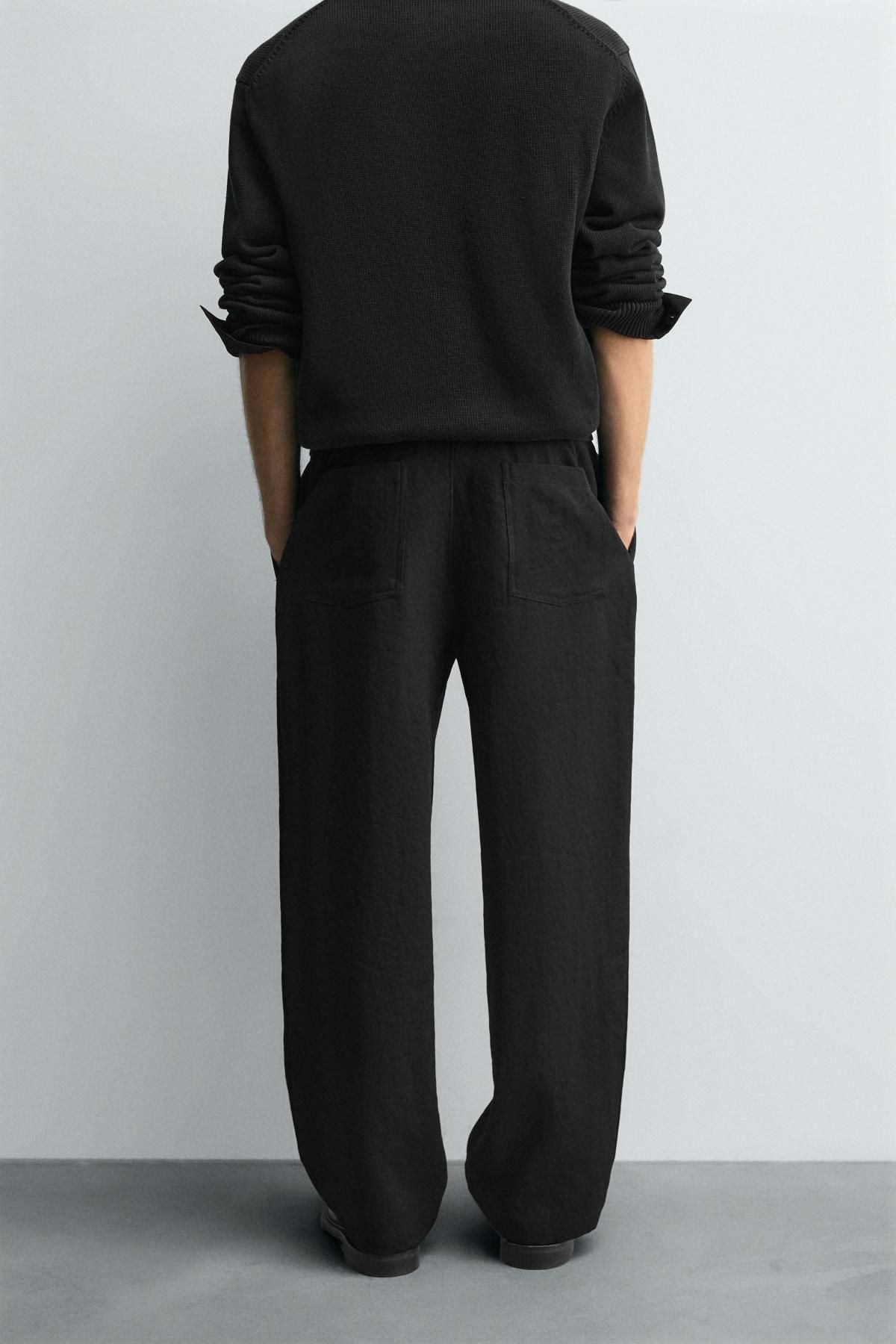 자라 테크니컬 와이드 플리츠 슬랙스 팬츠 1195/340 BLACK - 상세 이미지 3