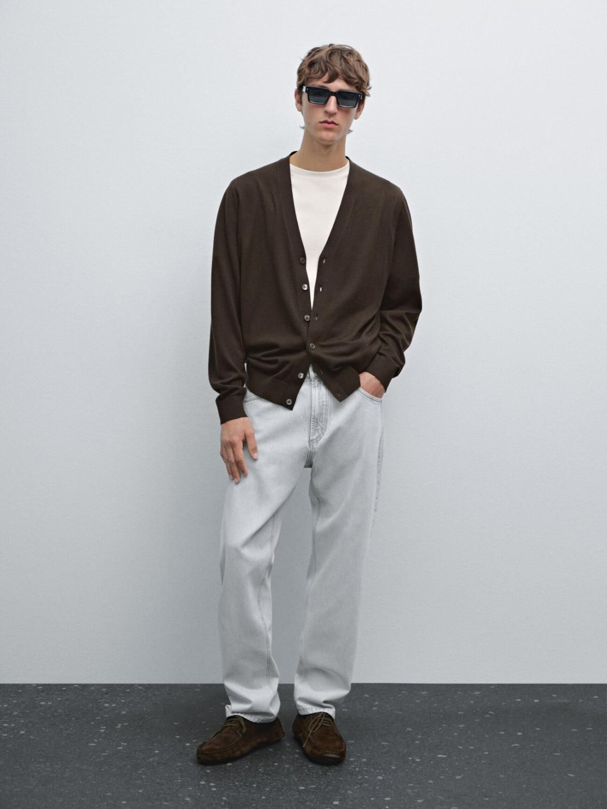 마시모두띠 프리미엄 메리노울 브이넥 니트 카디건 0938/210 BROWN - 상세 이미지 2