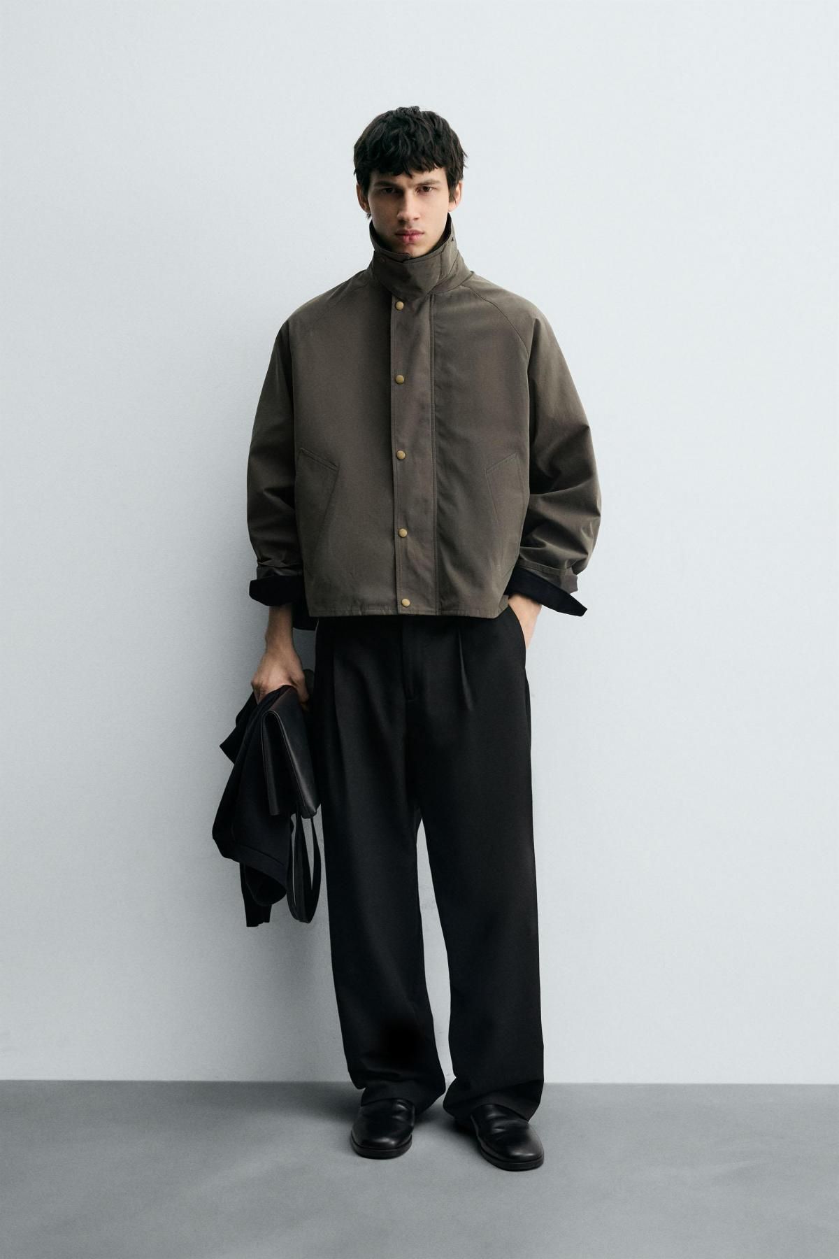 자라 테크니컬 배색카라 릴렉스핏 재킷 7380/220 ANTHRACITE GREY - 상세 이미지 2