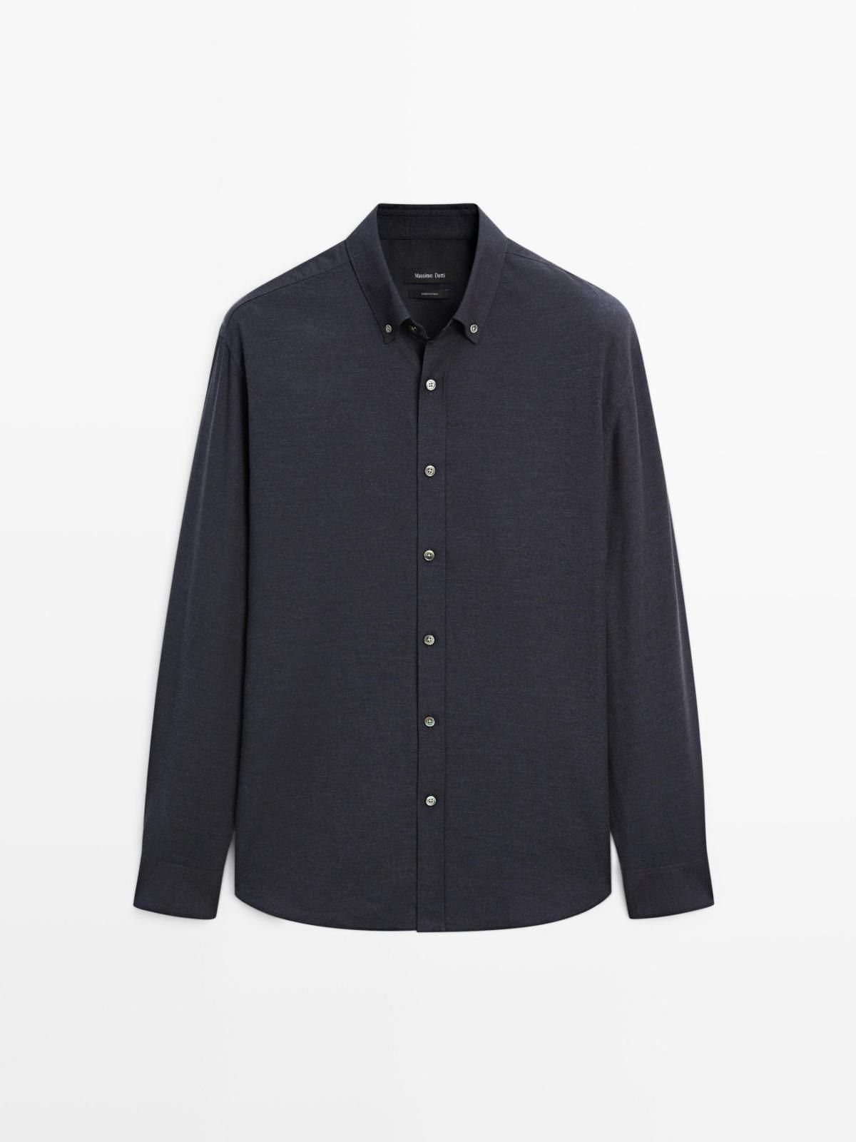 마시모두띠 멜란지 레귤러핏 옥스포드 긴팔 셔츠 1765/263 NAVY BLUE - 상품 이미지
