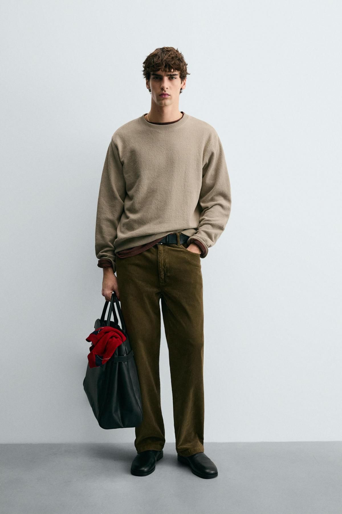자라 텍스처 라운드넥 스웨트셔츠 3443/311 LIGHT BEIGE - 상세 이미지 2