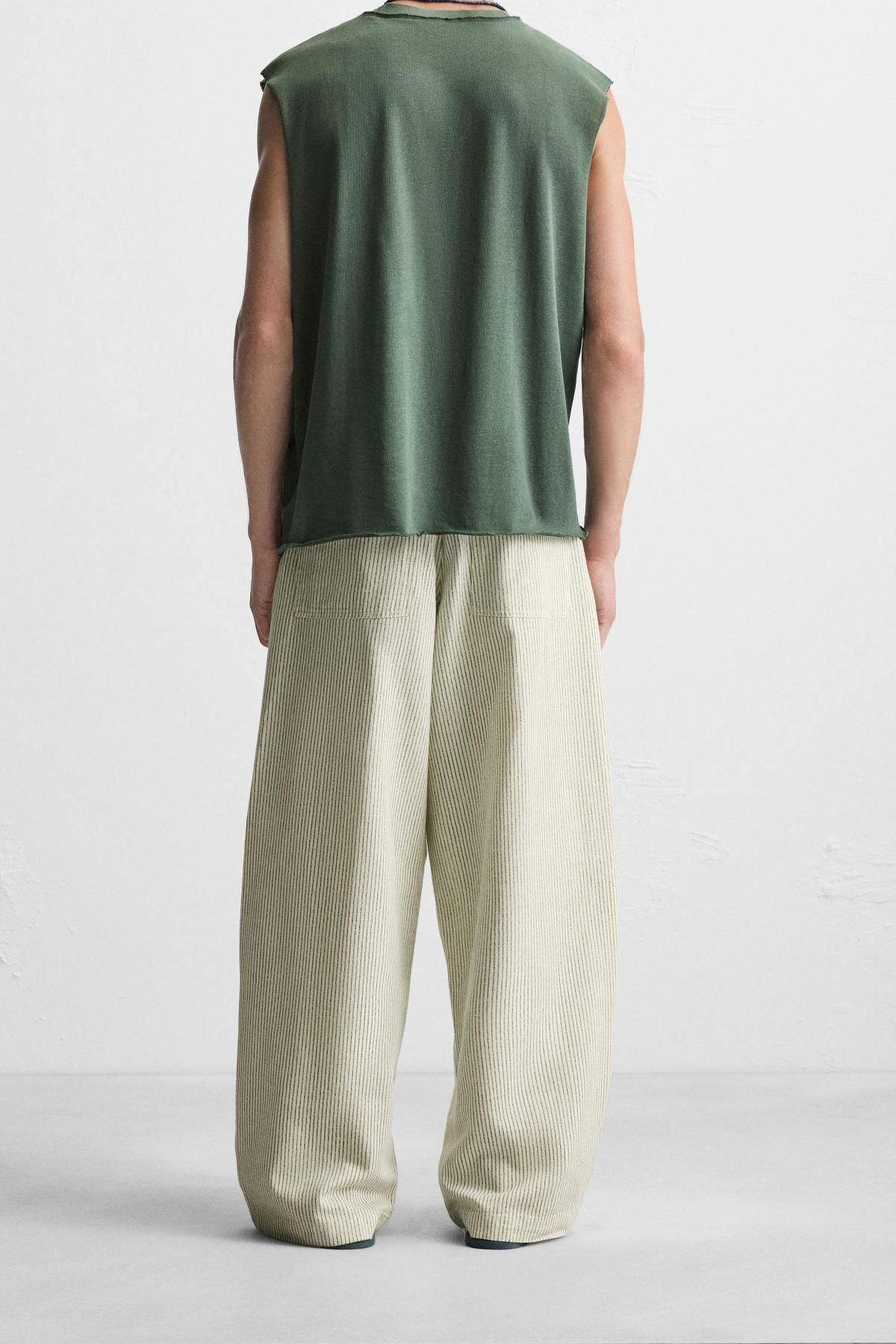 자라 스트라이프 배기핏 코튼 와이드 팬츠 6917/305 STRIPED - 상세 이미지 3