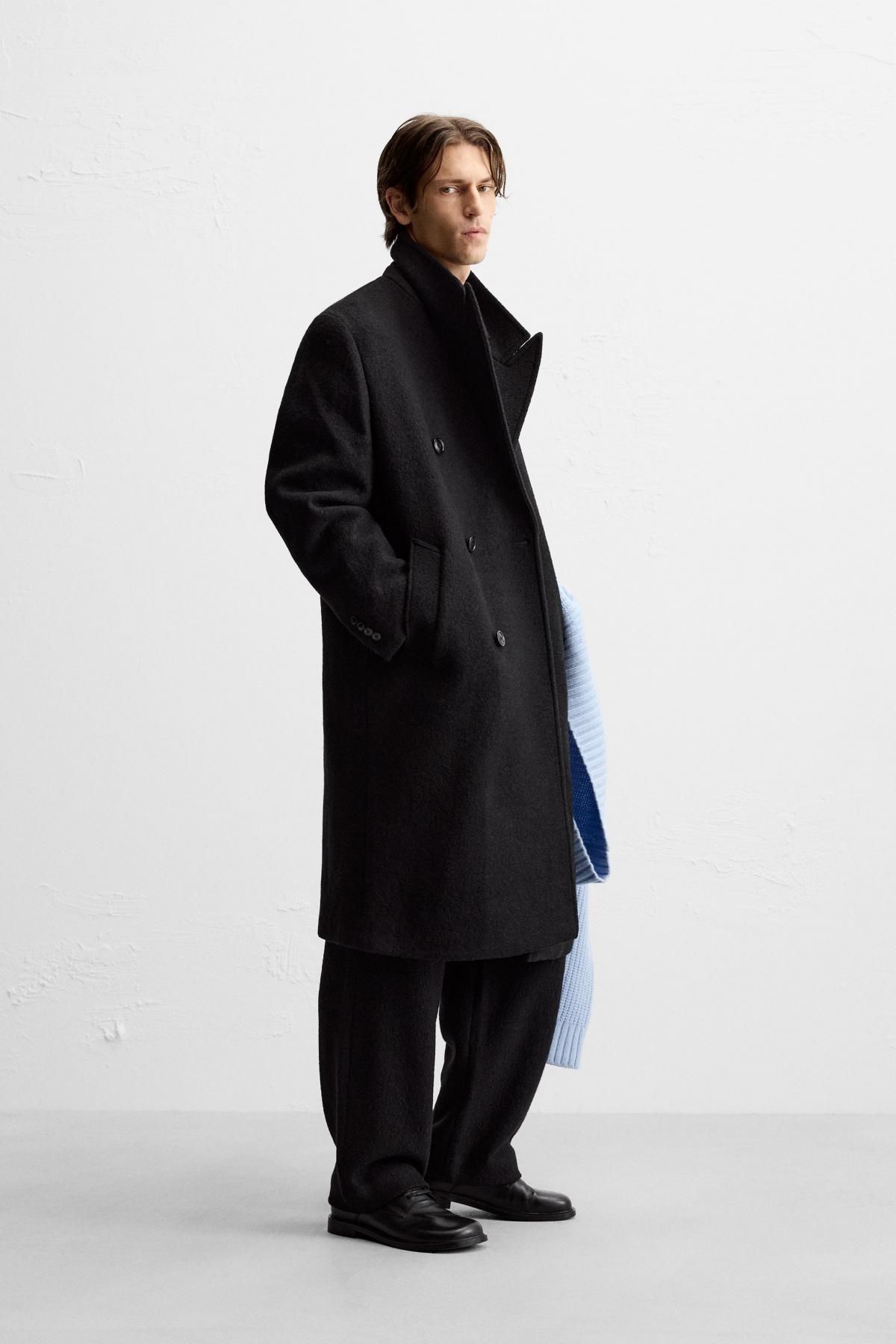 자라 부클레 텍스처 울 코트 9621/160 BLACK - 상세 이미지 5