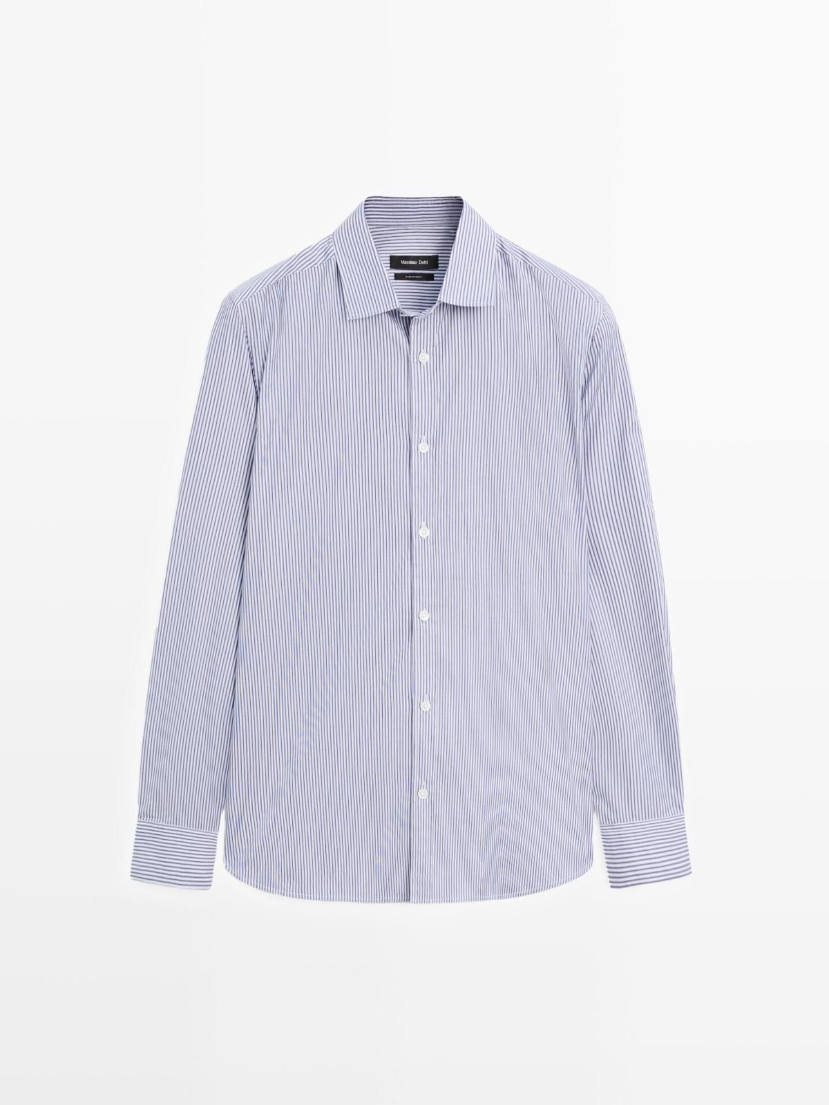 마시모두띠 스트라이프 레귤러핏 포플린 긴팔 셔츠 1721/288 NAVY BLUE - 상품 이미지