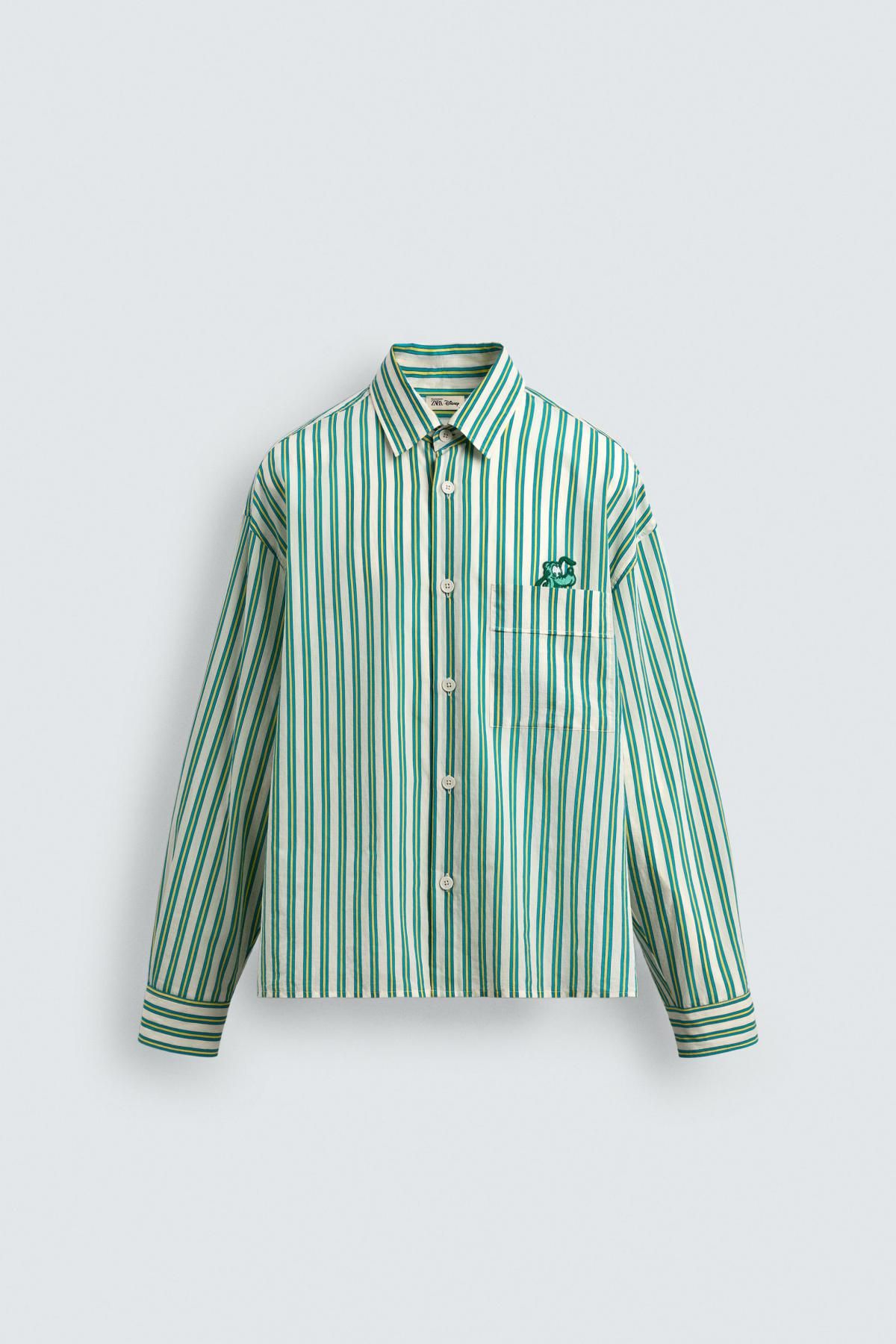 자라 플루토 패치 스트라이프 긴팔 셔츠 X 해리 램버트 디즈니 6085/188 WHITE / GREEN - 상품 이미지