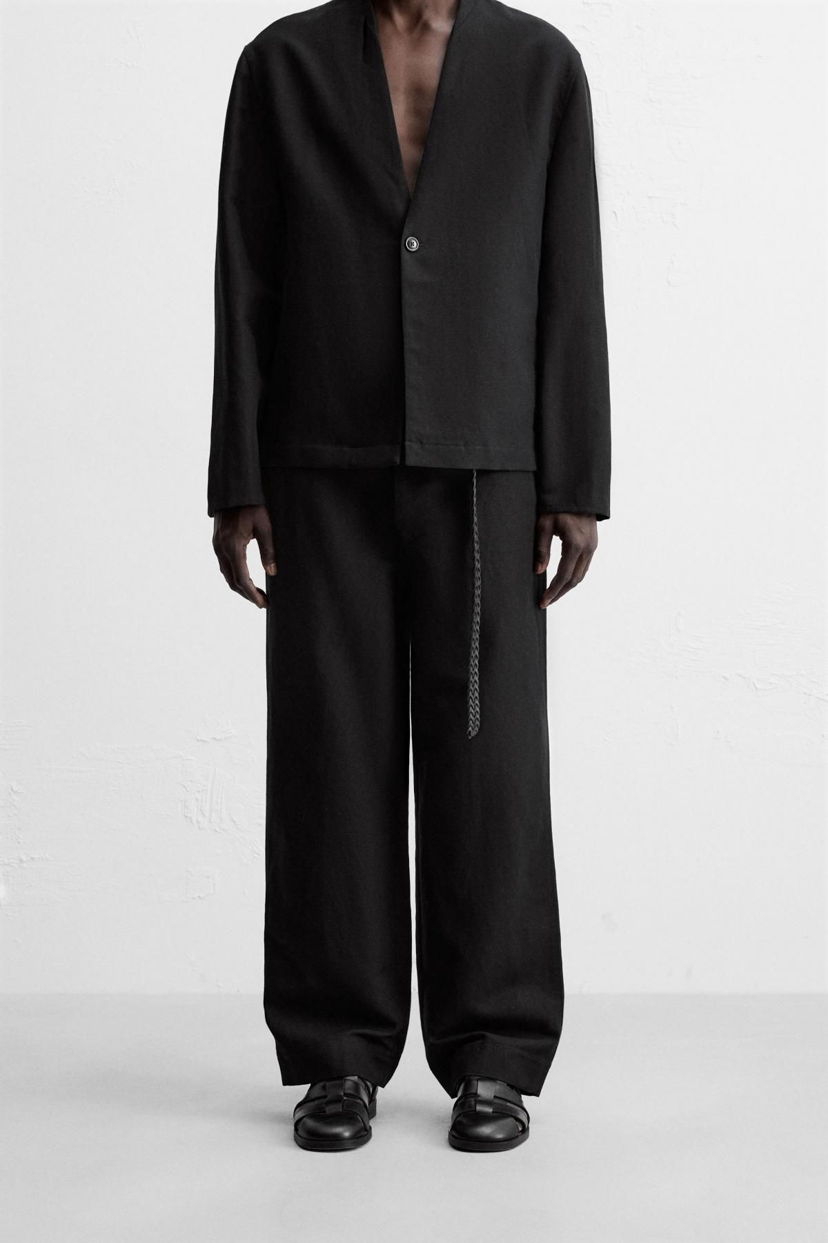 자라 블랙 릴렉스핏 코튼 리넨 수트 팬츠 5766/237 BLACK - 메인 이미지