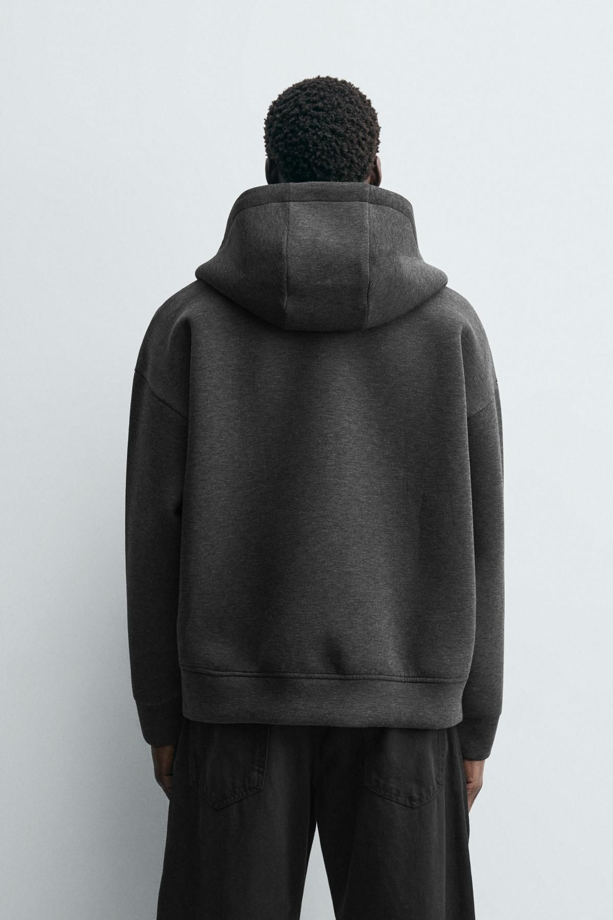 자라 네오프렌 이펙트 릴랙스핏 후드 집업 1437/360 DARK GREY - 상세 이미지 4