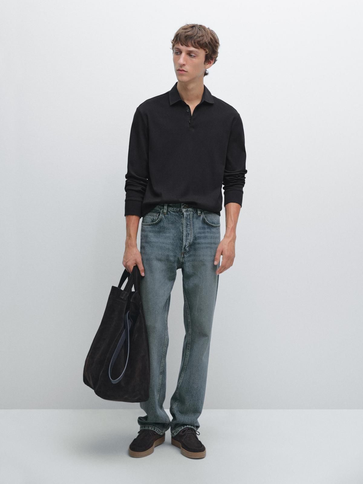 마시모두띠 베이직 긴팔 테크니컬 블랙 폴로 셔츠 0583/151 NAVY BLUE - 상세 이미지 2