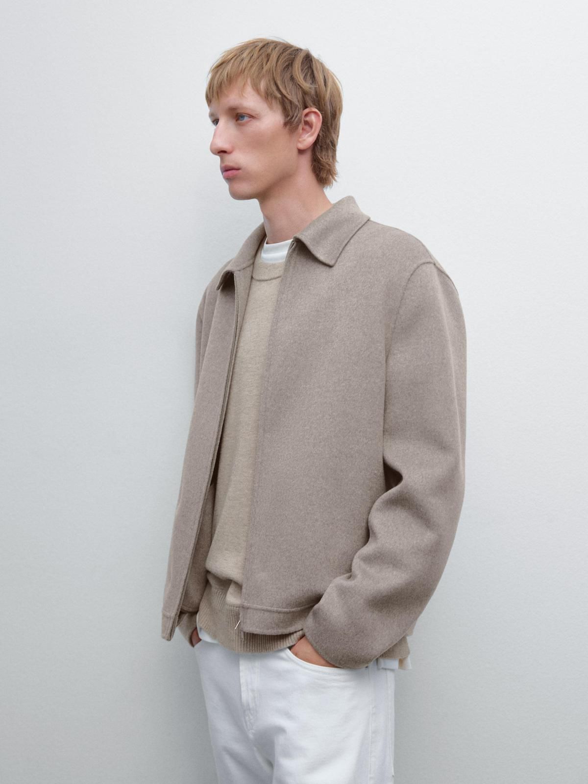 마시모두띠 더블지퍼 울블렌드 테크니컬 재킷 2832/380 BEIGE - 상세 이미지 5