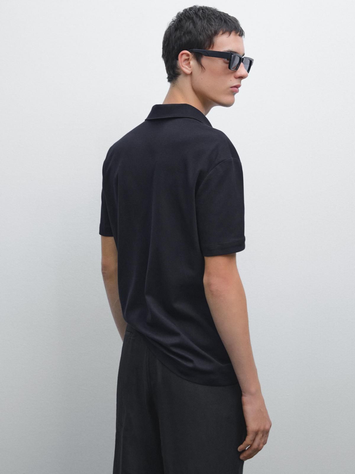 마시모두띠 베이직 블랙 코튼 스냅버튼 반팔 폴로셔츠 0619/157 NAVY BLUE - 상세 이미지 4