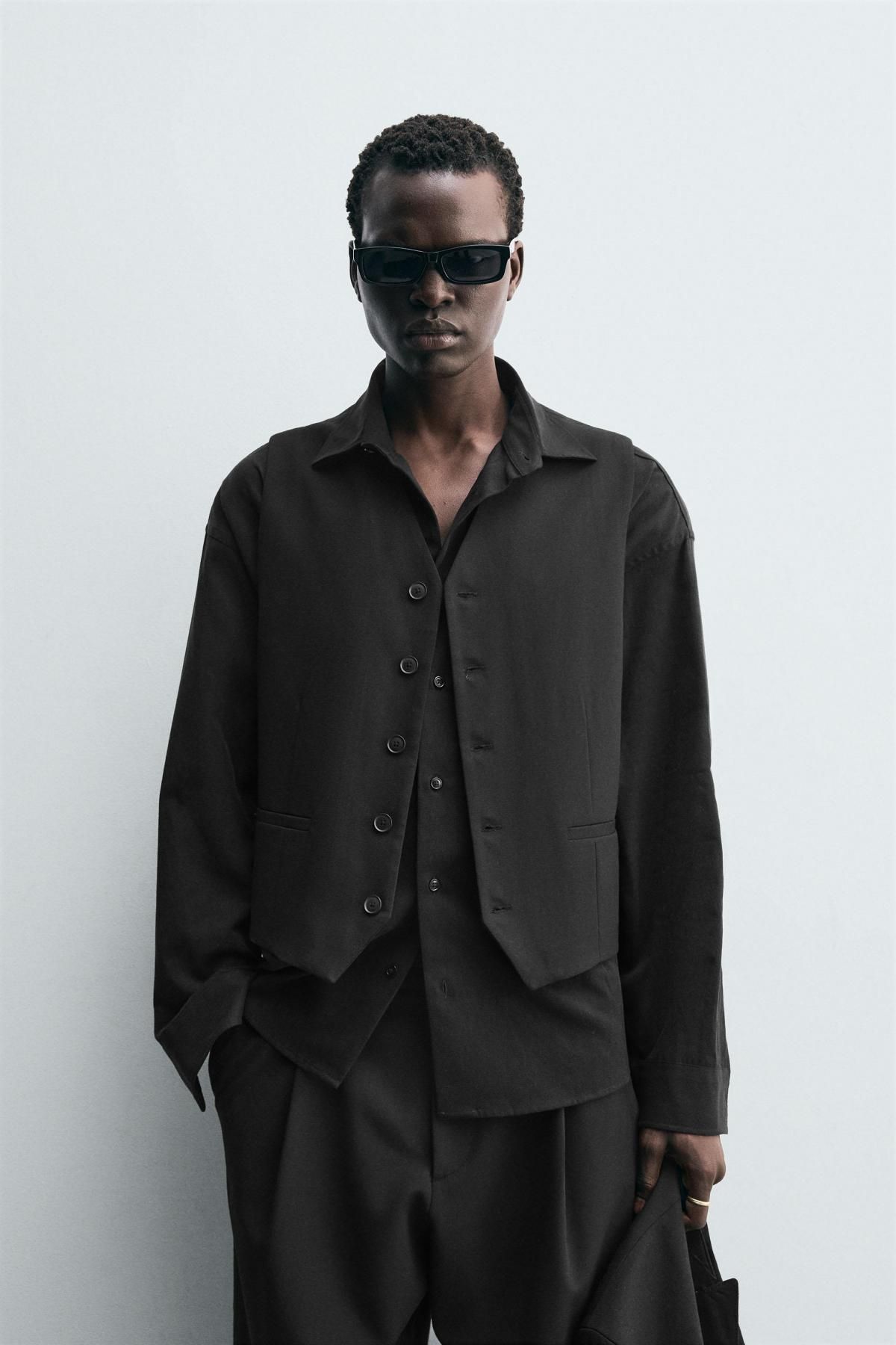 자라 테크니컬 블랙 텍스처 베스트 6861/684 BLACK - 상세 이미지 3