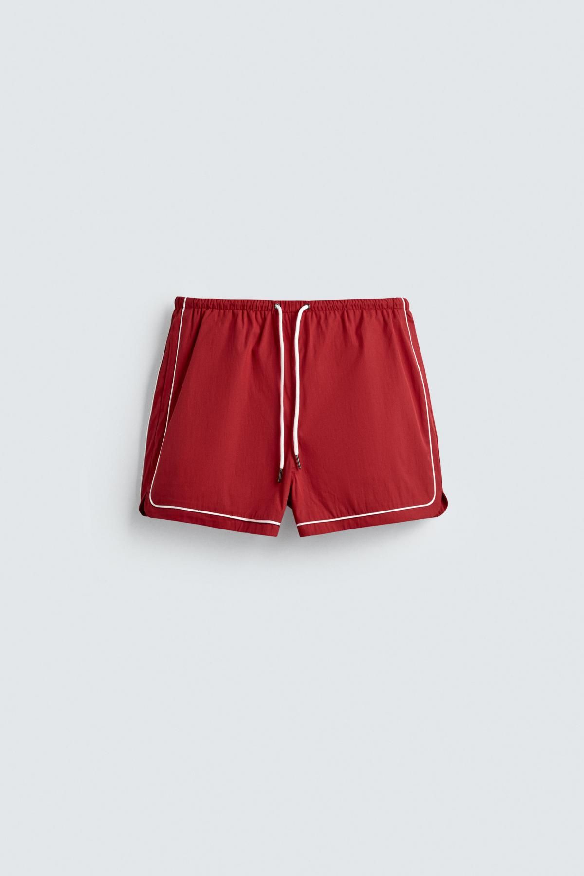 자라 배색 트림 레드 테크니컬 반바지 1437/371 RED - 메인 이미지