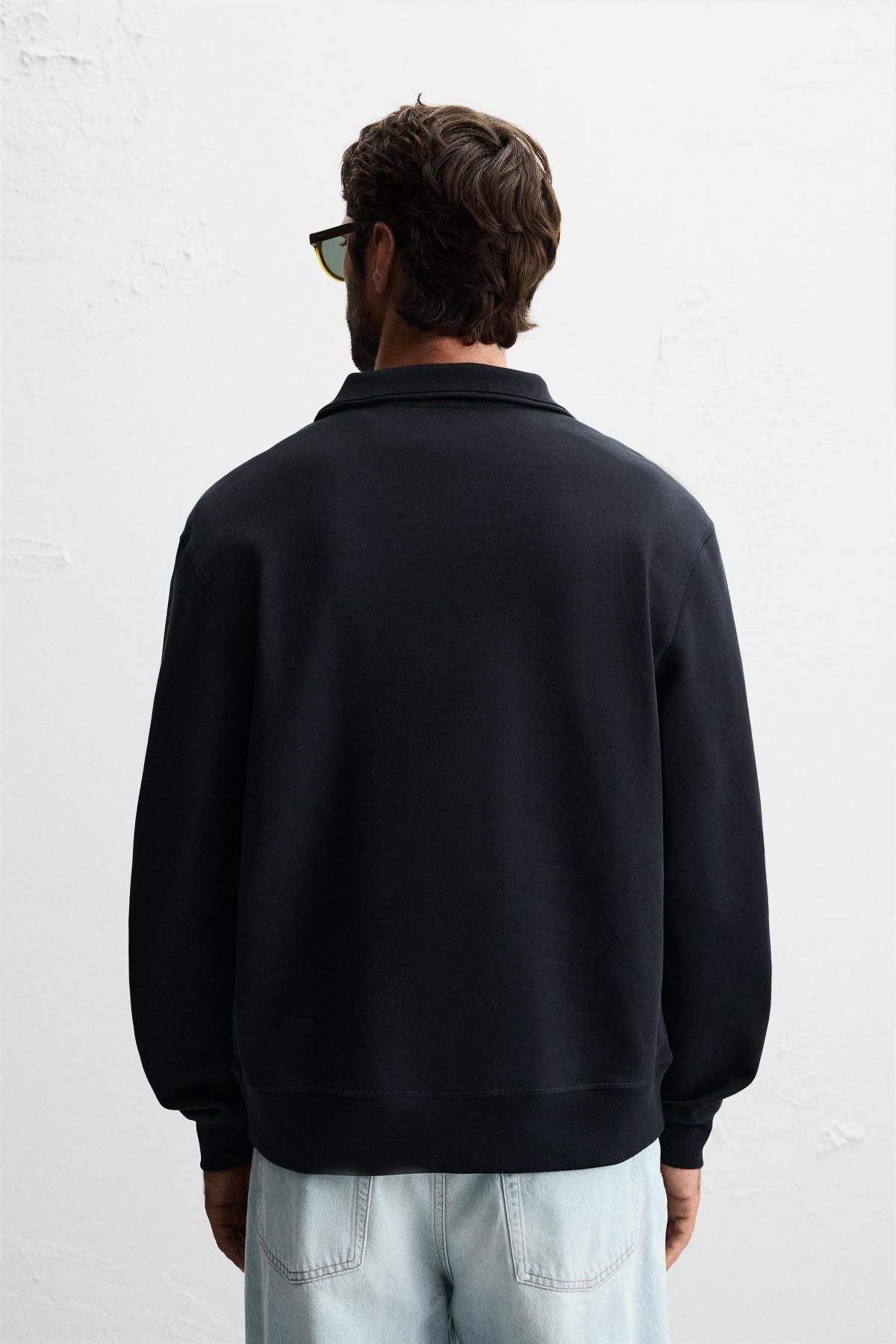 자라 베이직 지퍼 하이넥 스웨트셔츠 0761/311 NAVY BLUE - 상세 이미지 4
