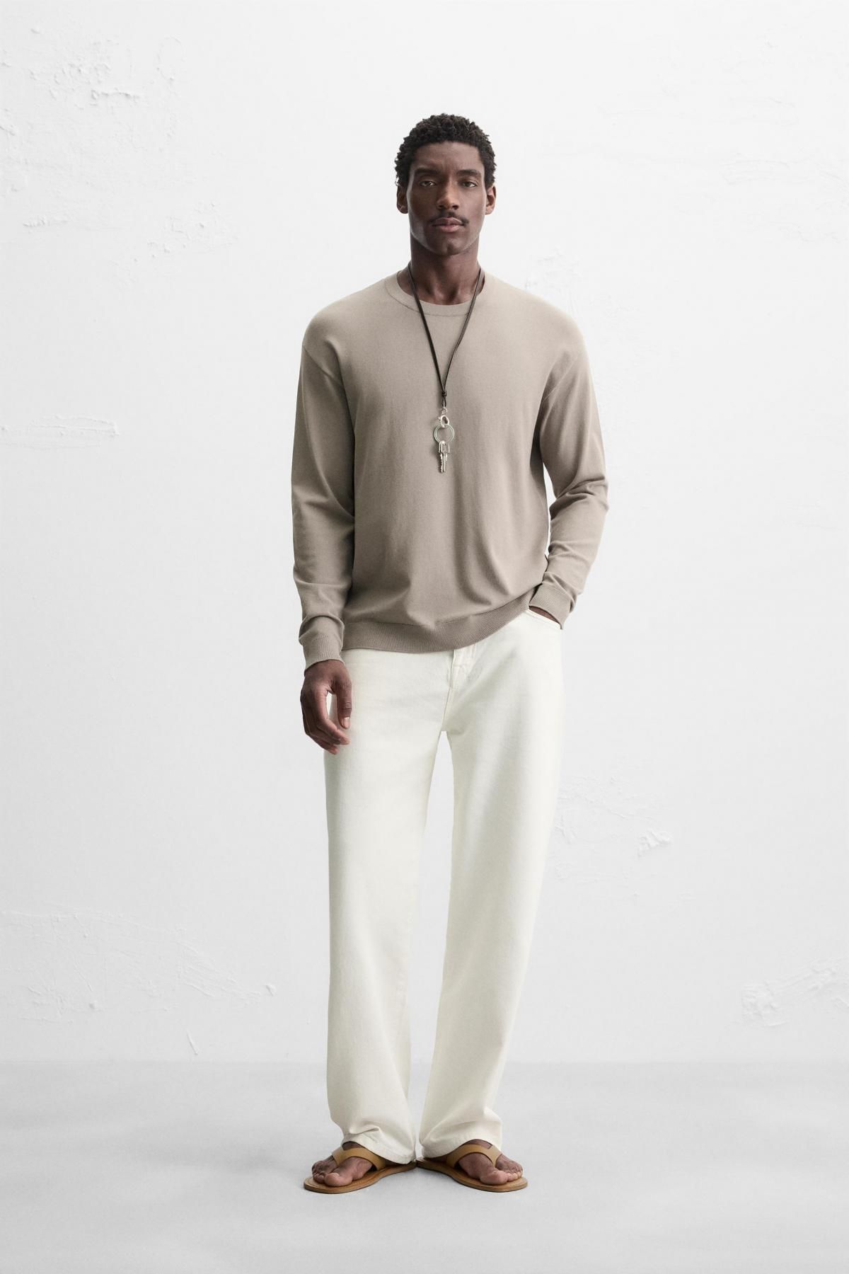 자라 텍스처 비스코스 혼방 라운드 스웨터 2621/301 TAUPE GREY - 상세 이미지 2