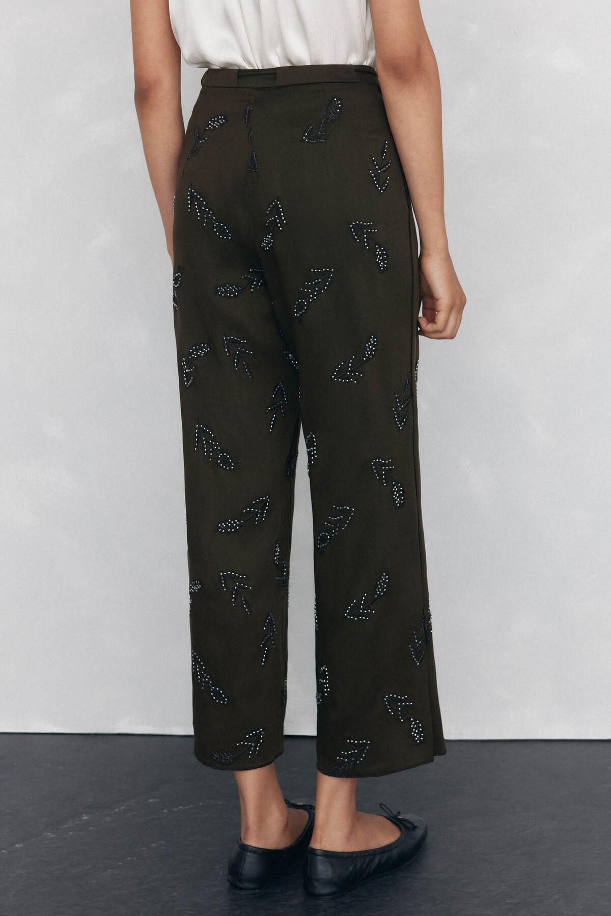 페드로 델 이에로 와이드 스트레이트핏 자수 팬츠 7602518 MARRON - 상세 이미지 4