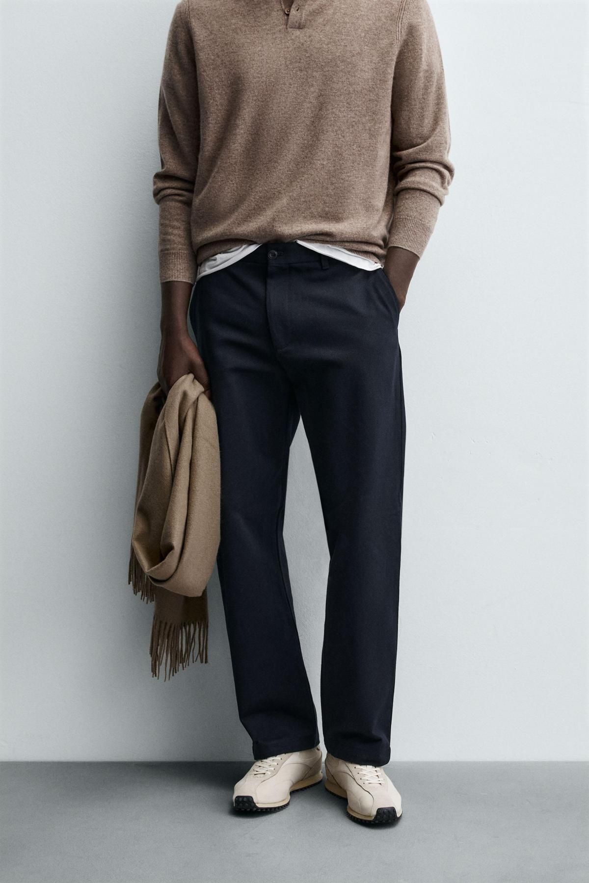 자라 테크니컬 코튼 트윌 스트레이트 팬츠 0706/487 NAVY BLUE - 상품 이미지