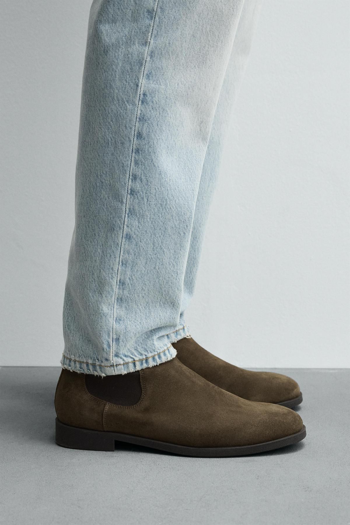 자라 프리미엄 스웨이드 첼시 부츠 2015/620 TAUPE GREY - 상세 이미지 3