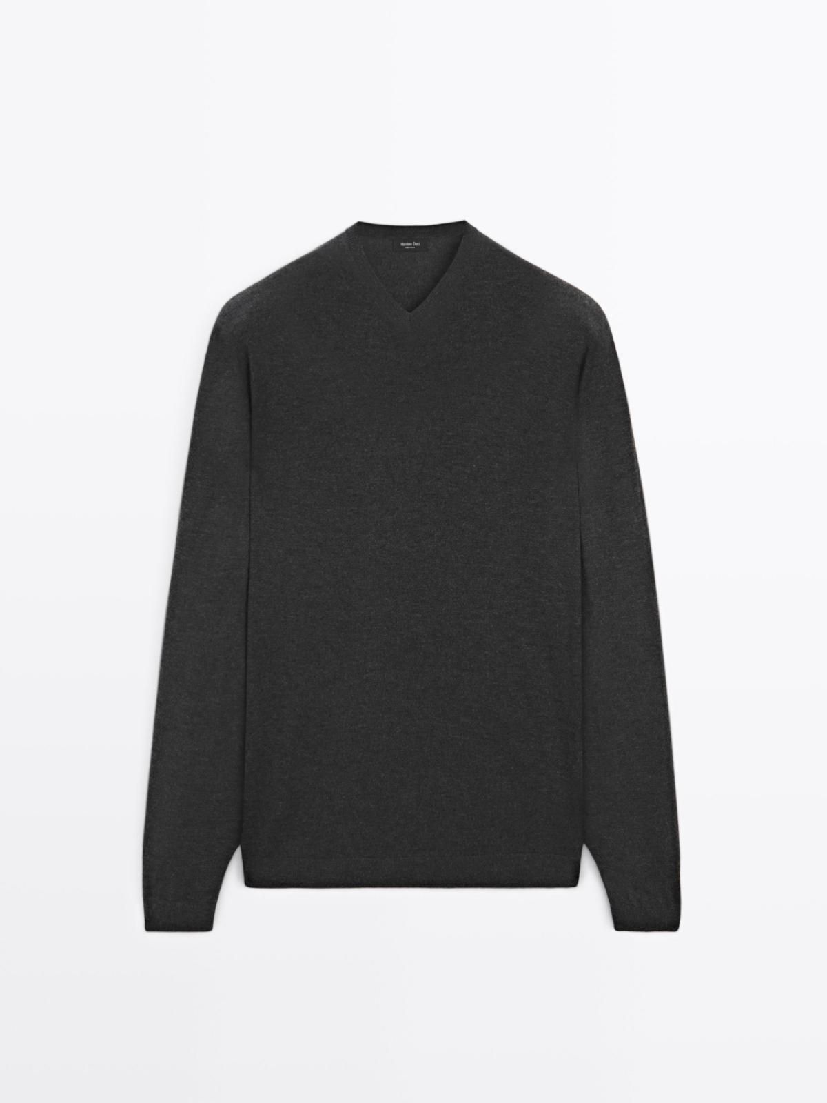마시모두띠 프리미엄 울블렌드 브이넥 니트 스웨터 0990/219 CHARCOAL - 상품 이미지
