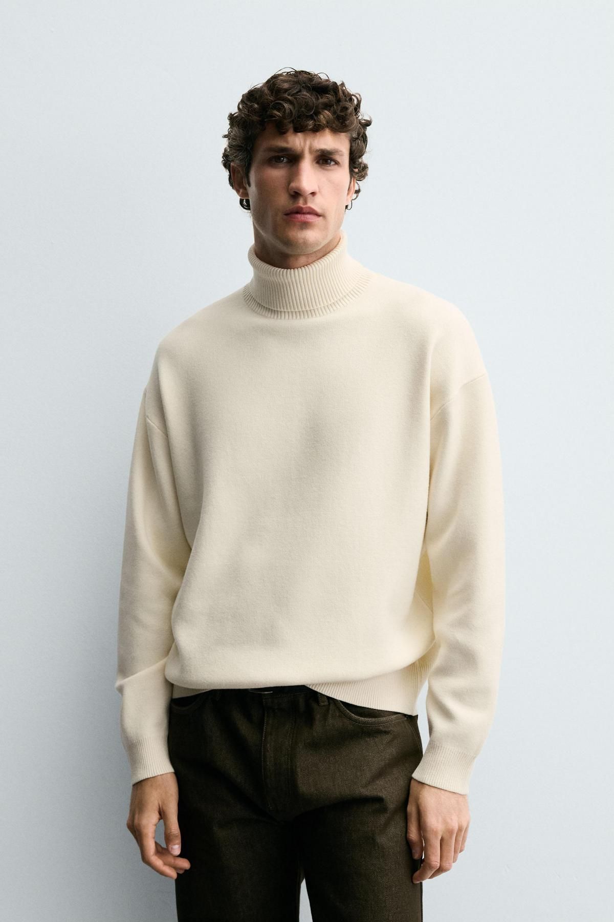 자라 소프트 하이넥 아이보리 니트 스웨터 5536/333 OYSTER-WHITE - 상세 이미지 3