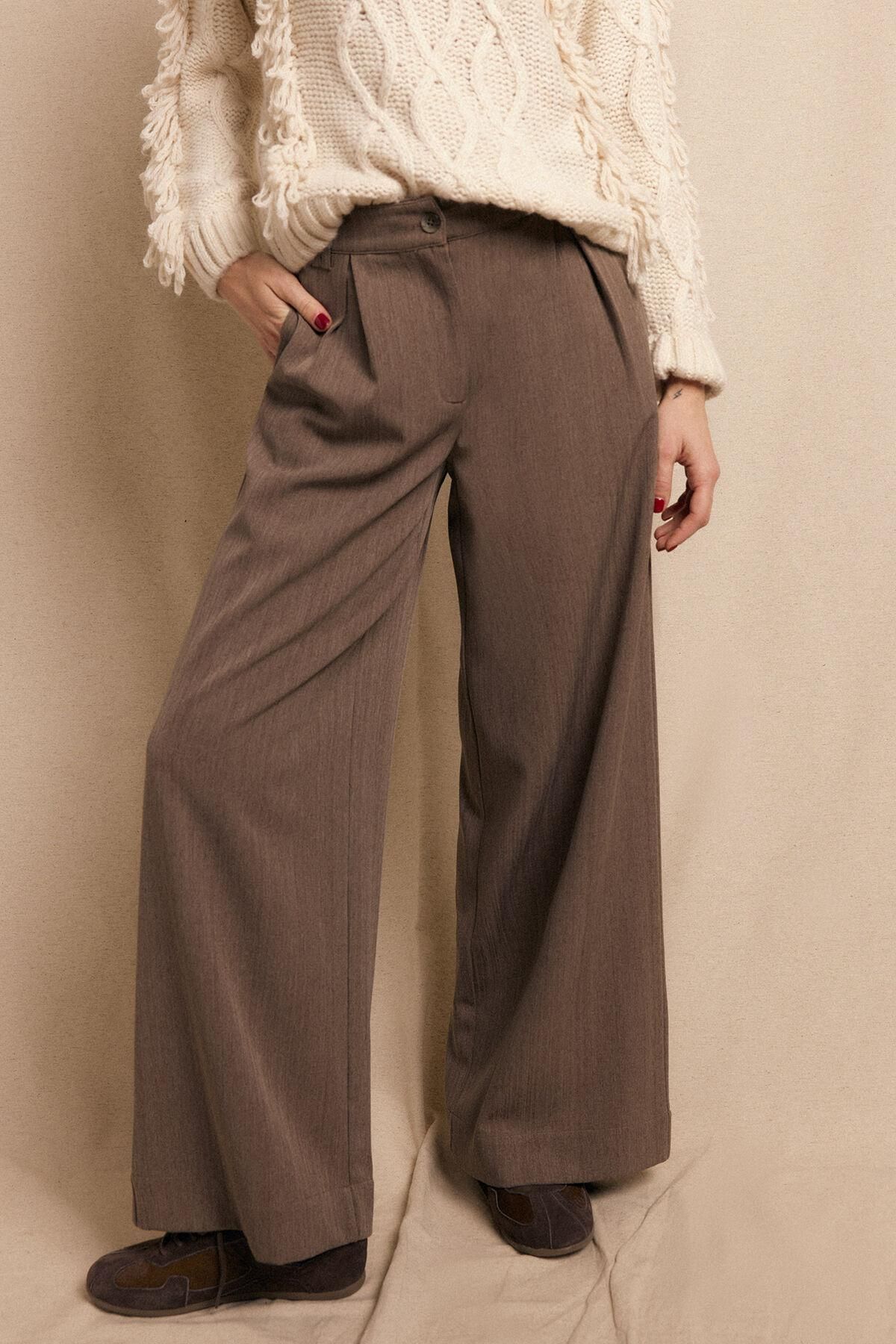 슬로우러브 와이드 더블 플리츠 슬랙스 팬츠 3722145 ARENA - 상품 이미지