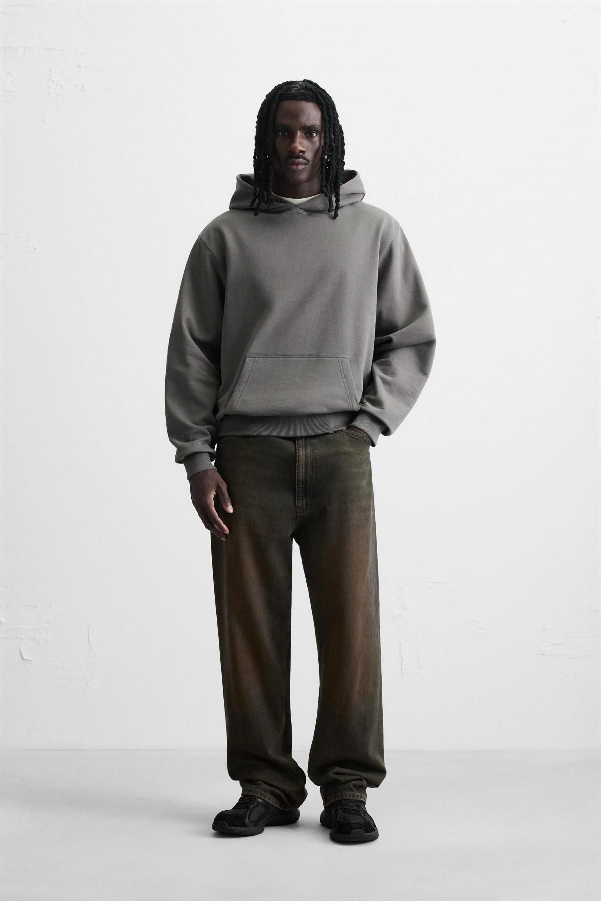 자라 베이직 그레이 코튼 후드 스웨트셔츠 0761/370 ANTHRACITE GREY - 상세 이미지 2