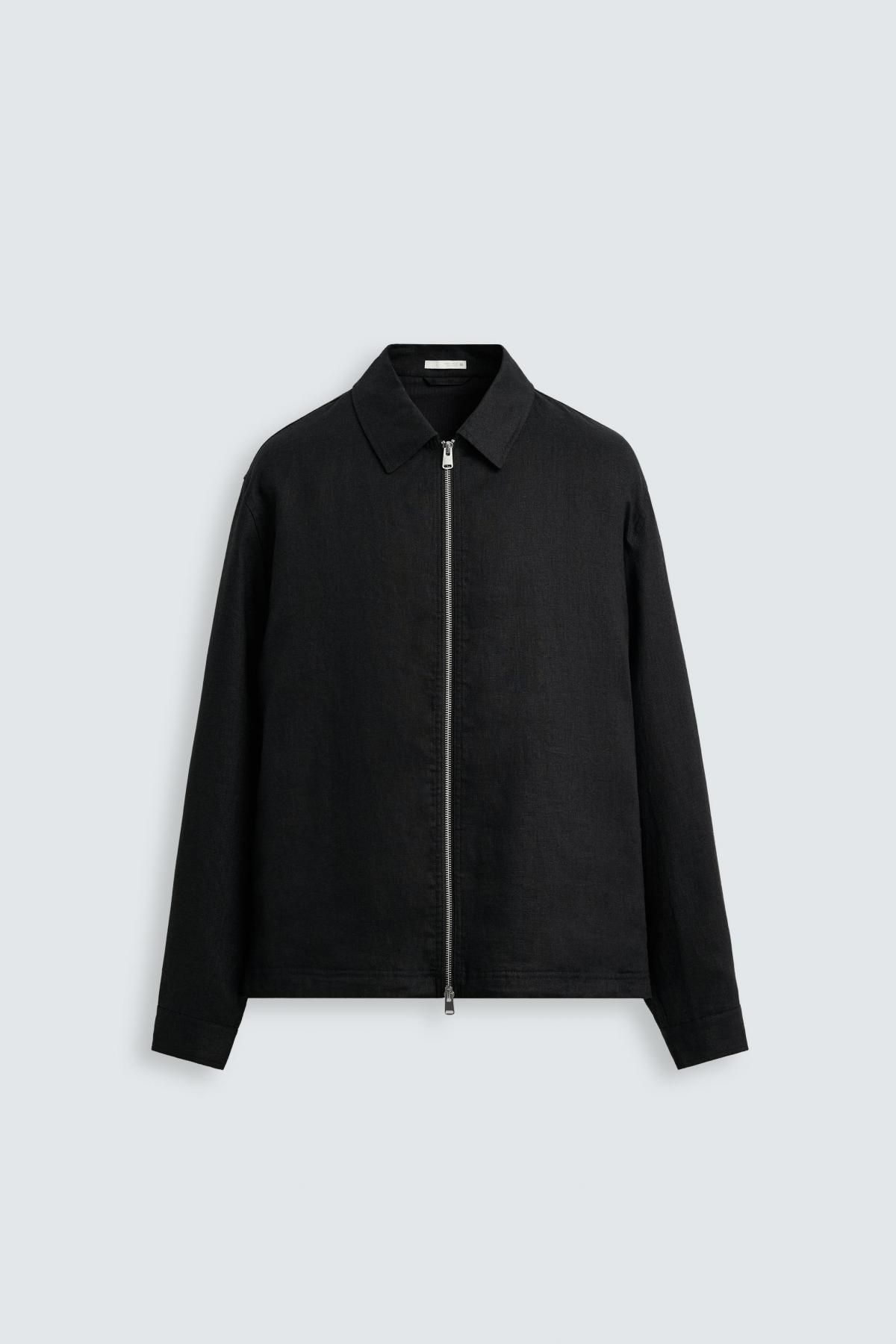 자라 리넨 오버핏 집업 오버셔츠 8281/002 BLACK - 상품 이미지