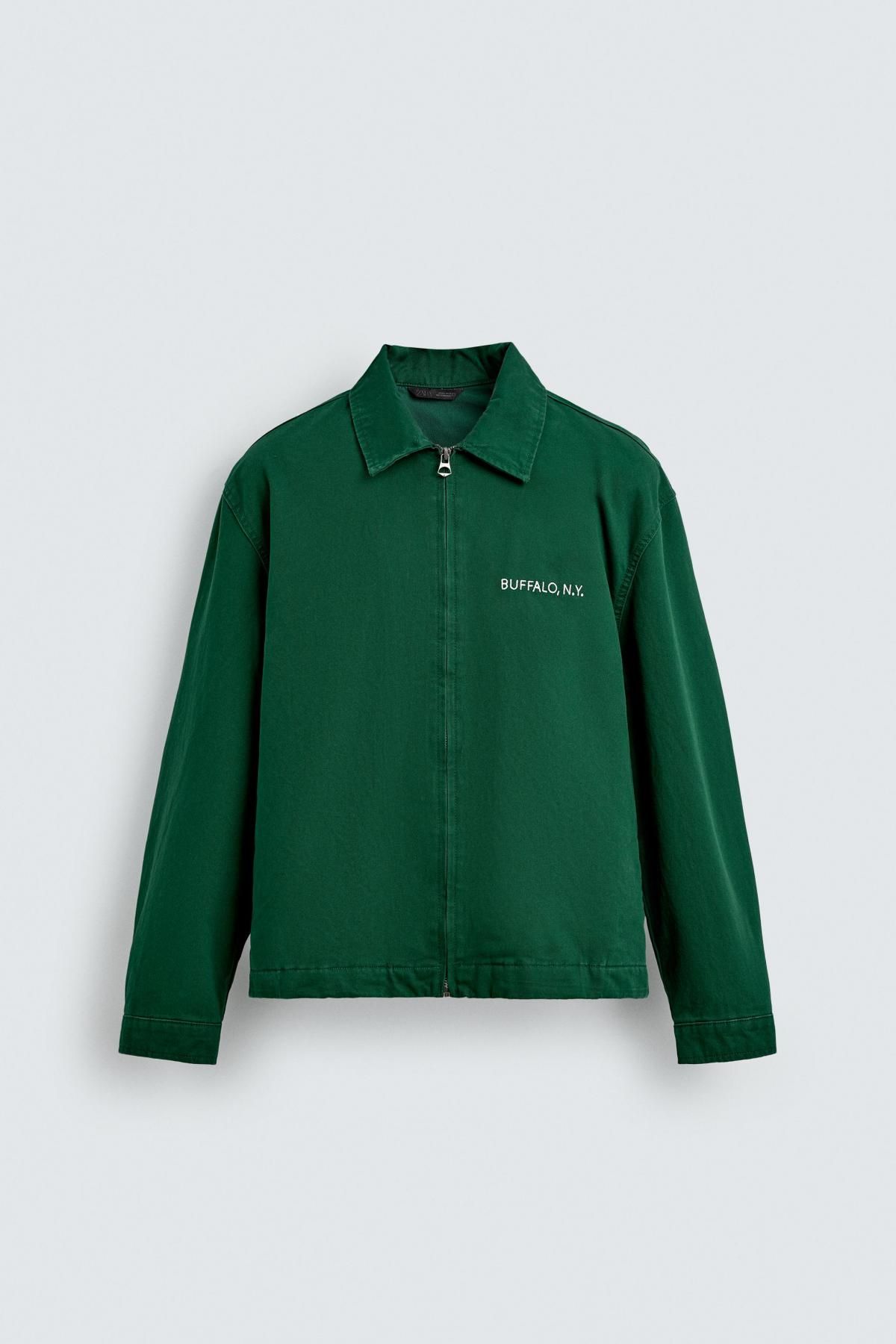 자라 테크니컬 자수 코튼 집업 재킷 4302/340 GREEN - 메인 이미지