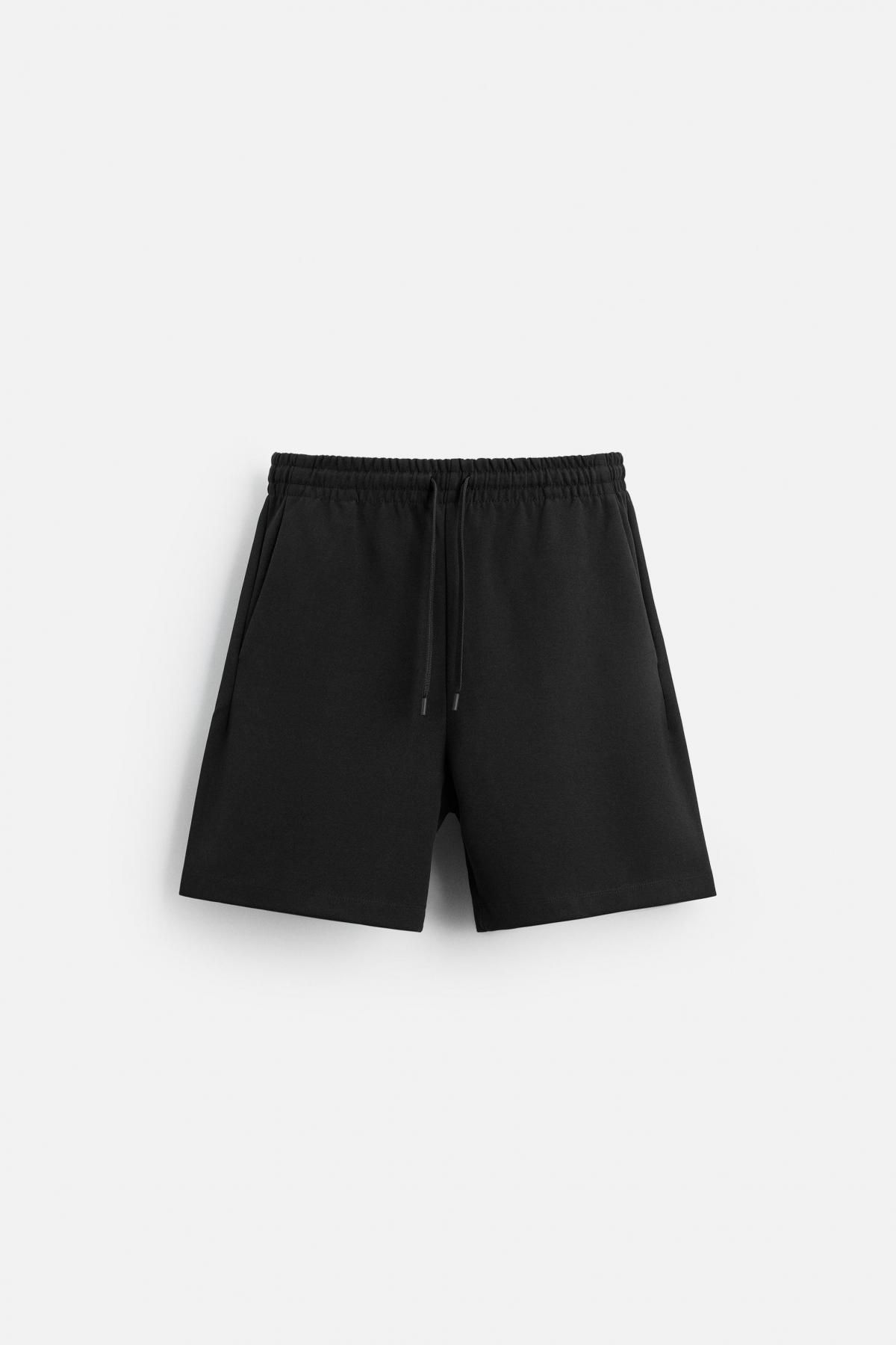 자라 인터록 텍스처 버뮤다 쇼츠 0761/451 BLACK - 메인 이미지