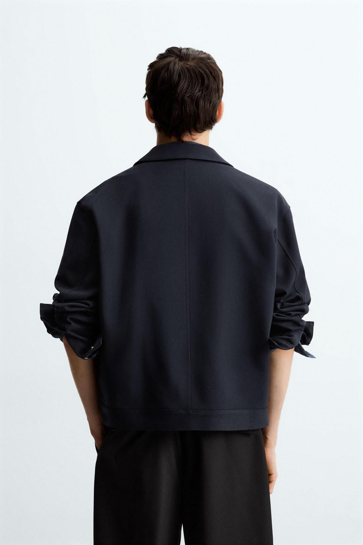 자라 네이비 미니멀 집업 오버셔츠 0706/665 DARK NAVY - 상세 이미지 4