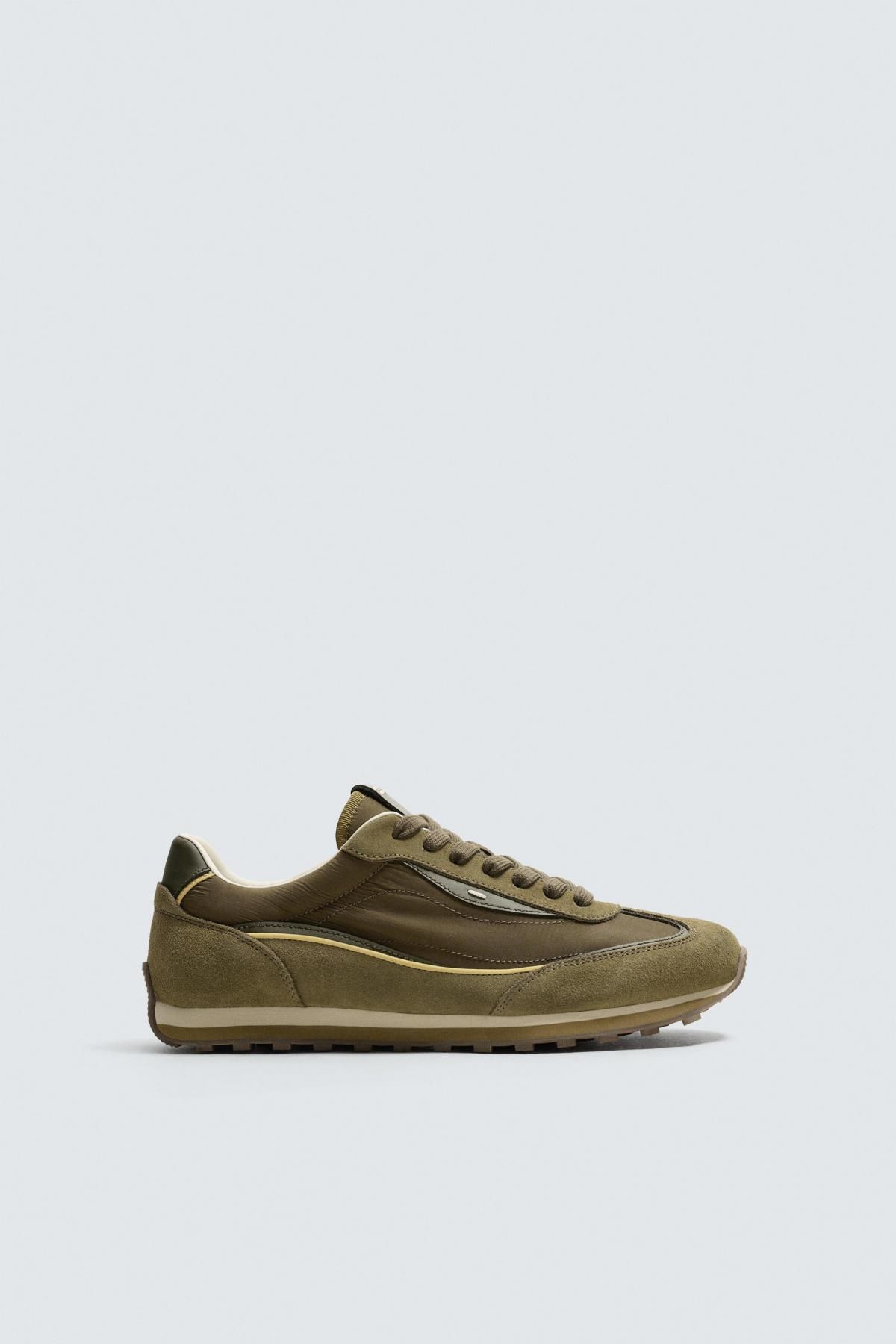자라 카키 스웨이드 레더 캐주얼 로우탑 스니커즈 2354/620 SEA GREEN - 메인 이미지
