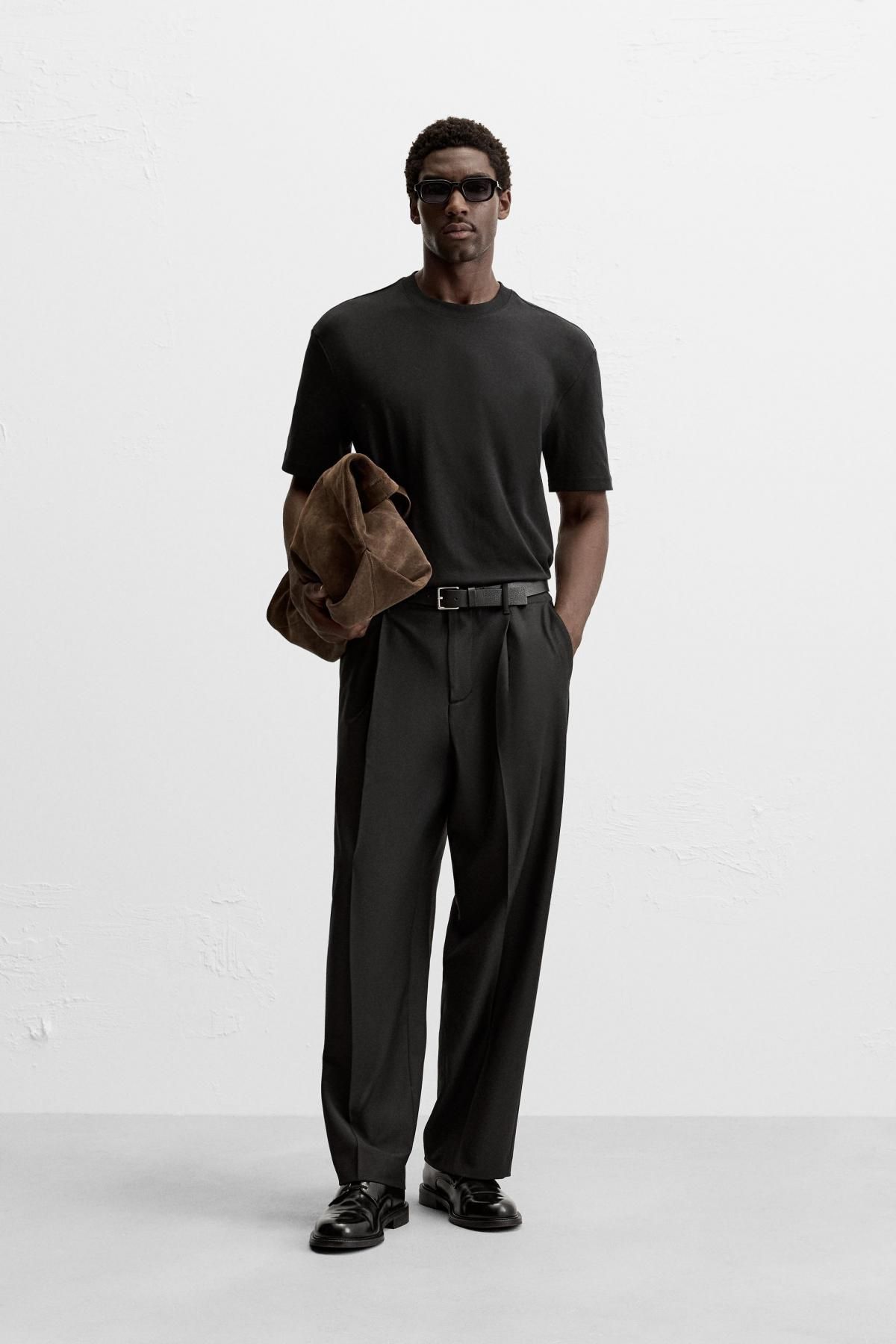 자라 베이직 레귤러핏 코튼 반팔 티셔츠 5584/471 BLACK - 상세 이미지 2