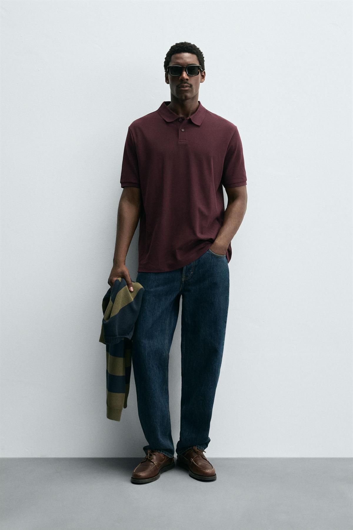 자라 버건디 워싱 피케 텍스처 반팔 폴로셔츠 9240/410 BURGUNDY - 상세 이미지 2