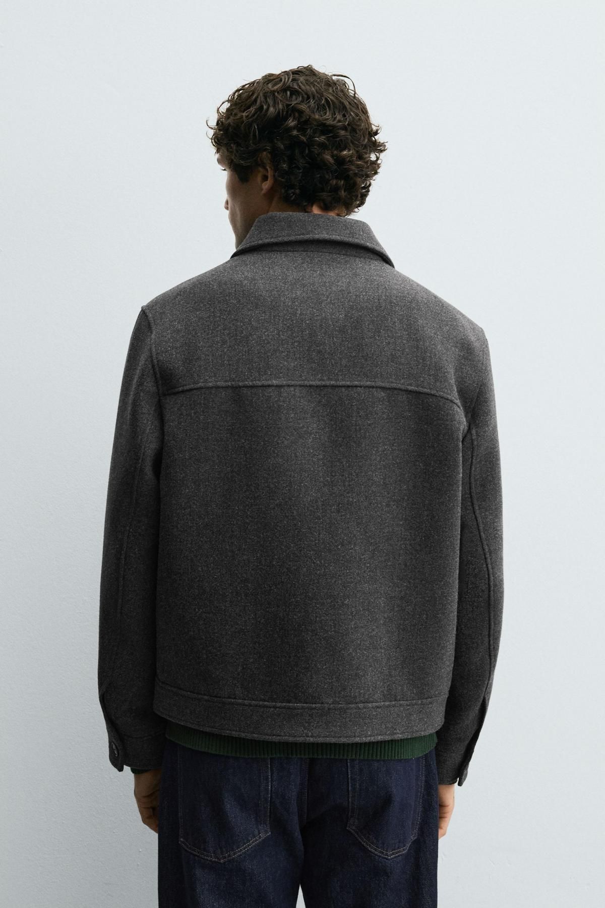 자라 테크니컬 울이펙트 집업 재킷 3286/200 ANTHRACITE GREY - 상세 이미지 4