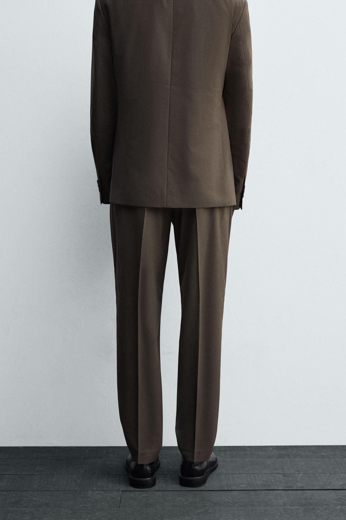 자라 슬림핏 울블렌드 테일러드 정장 팬츠 1564/361 TAUPE GREY - 상세 이미지 3