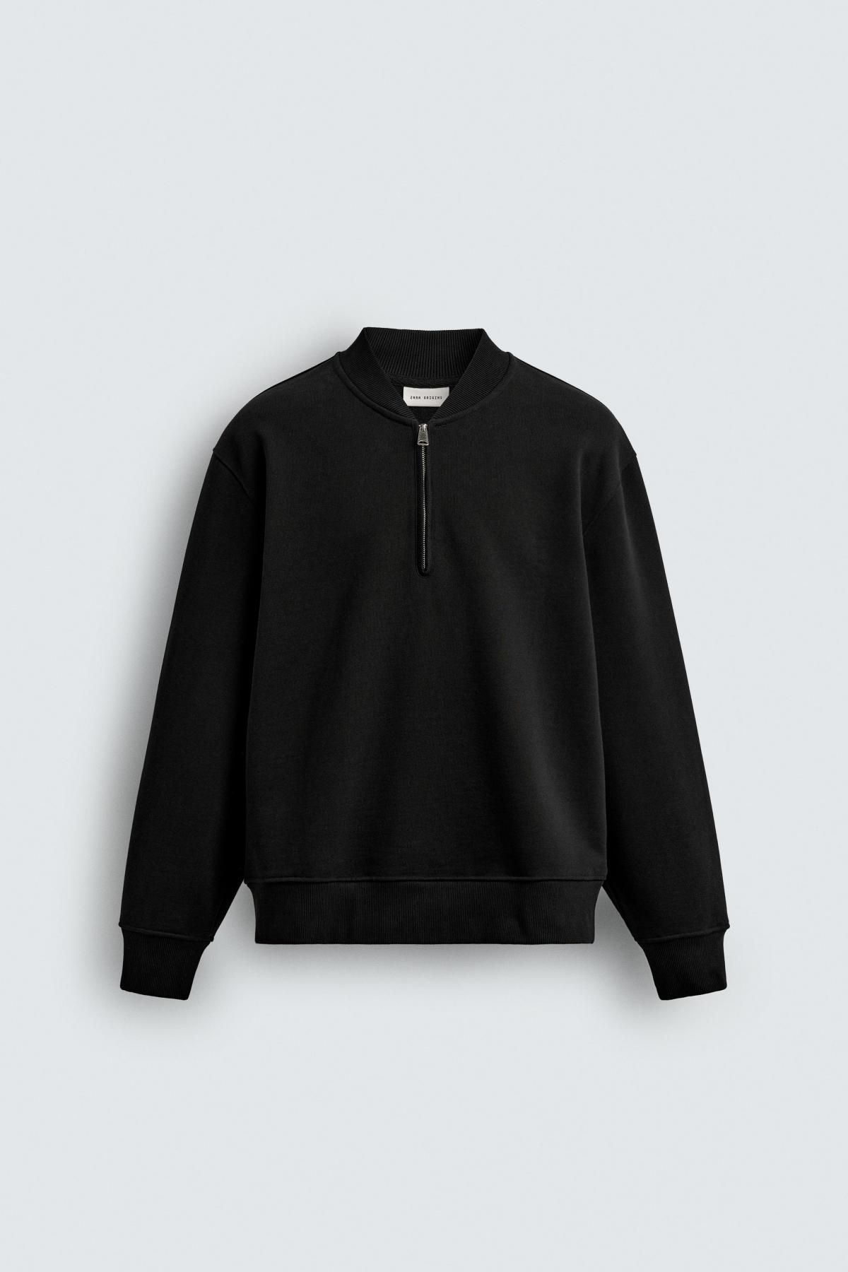 자라 테크니컬 코튼 지퍼넥 스웨트셔츠 4087/382 BLACK - 메인 이미지
