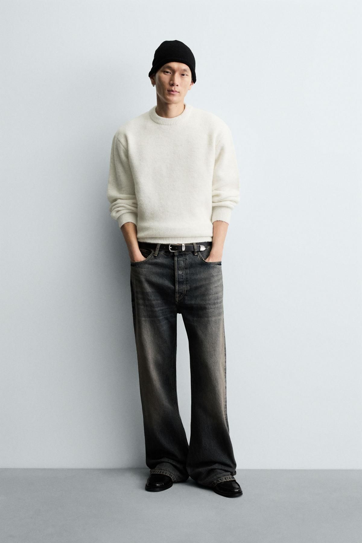 자라 오버핏 텍스처 라운드 니트 스웨터 3166/330 OYSTER-WHITE - 상세 이미지 2