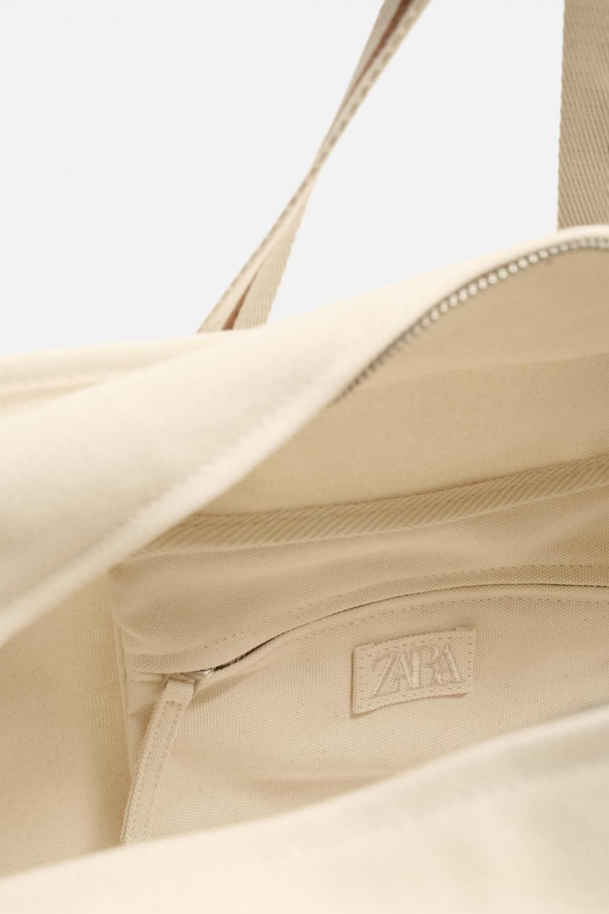 자라 콘트라스트 캐주얼 토트백 3135/620 BEIGE - 상세 이미지 4