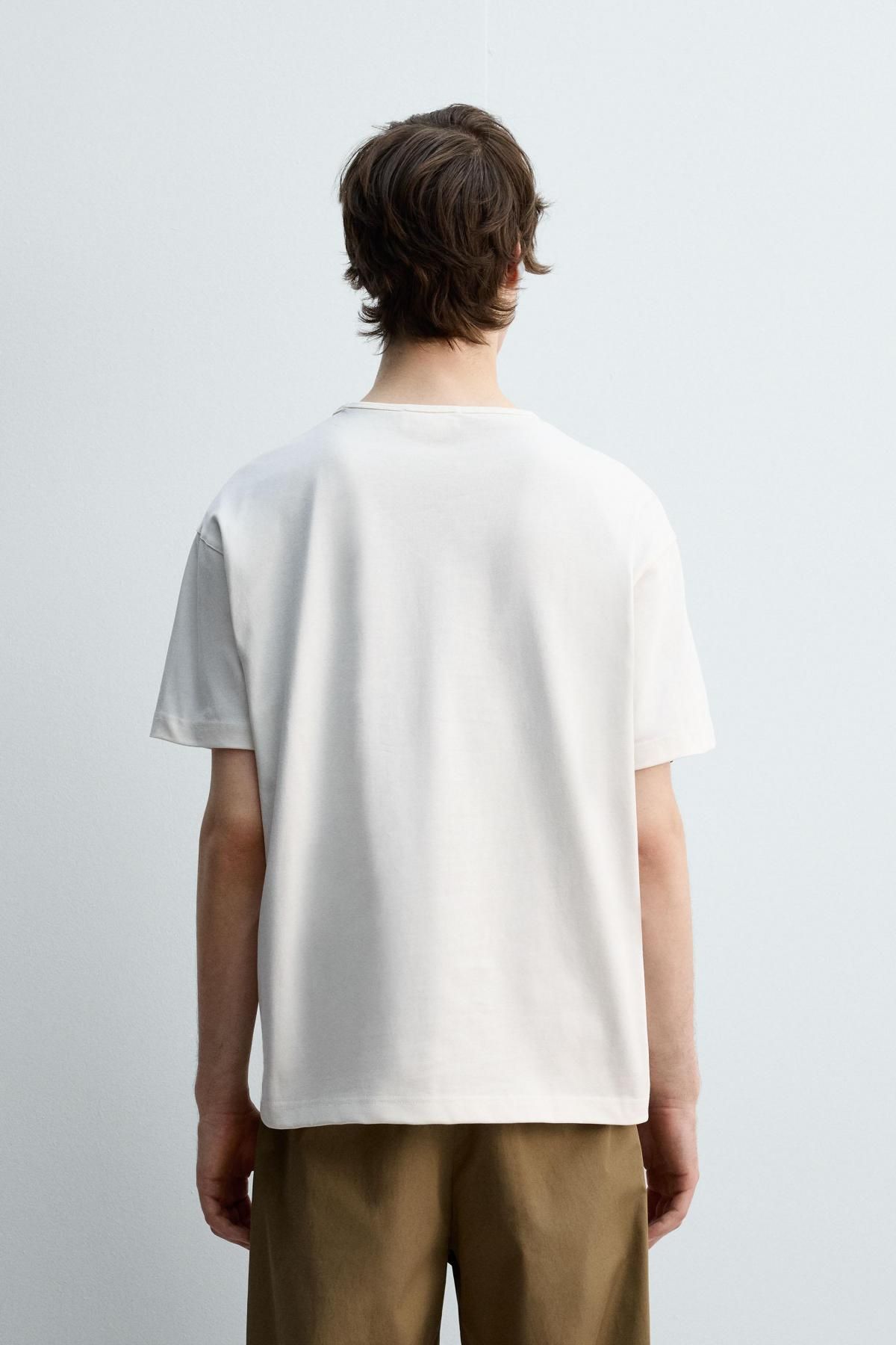 자라 헤비웨이트 컴팩트 코튼 릴렉스핏 반팔 티셔츠 3665/310 OYSTER-WHITE - 상세 이미지 4