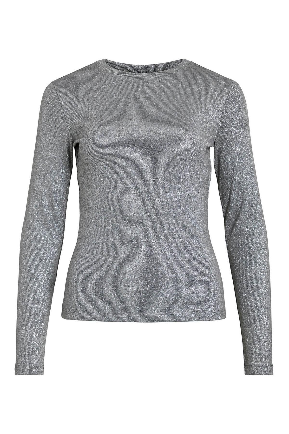 빌라 글리터 슬림핏 라운드넥 긴팔 티셔츠 7762360 GRIS - 상세 이미지 5