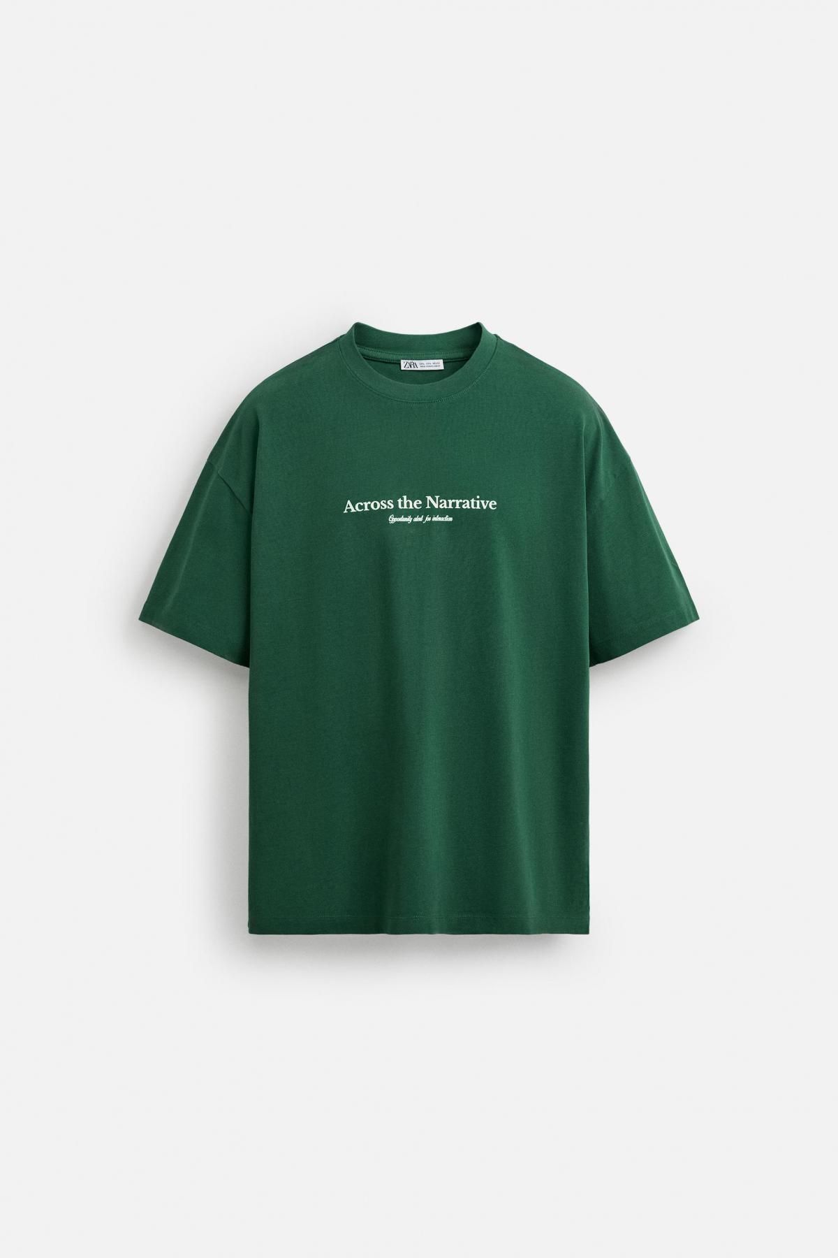 자라 스트리트 레터링 프린트 반팔 티셔츠 1887/855 GREEN - 메인 이미지