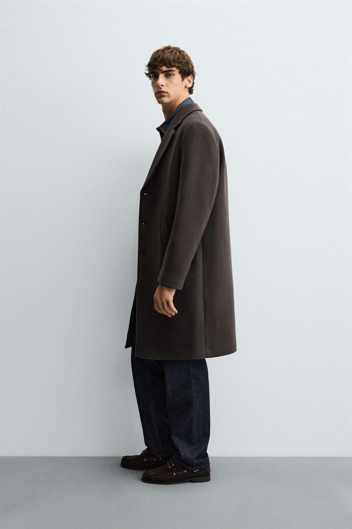 자라 클래식 싱글 울 혼방 코트 2949/310 BROWN - 상세 이미지 5